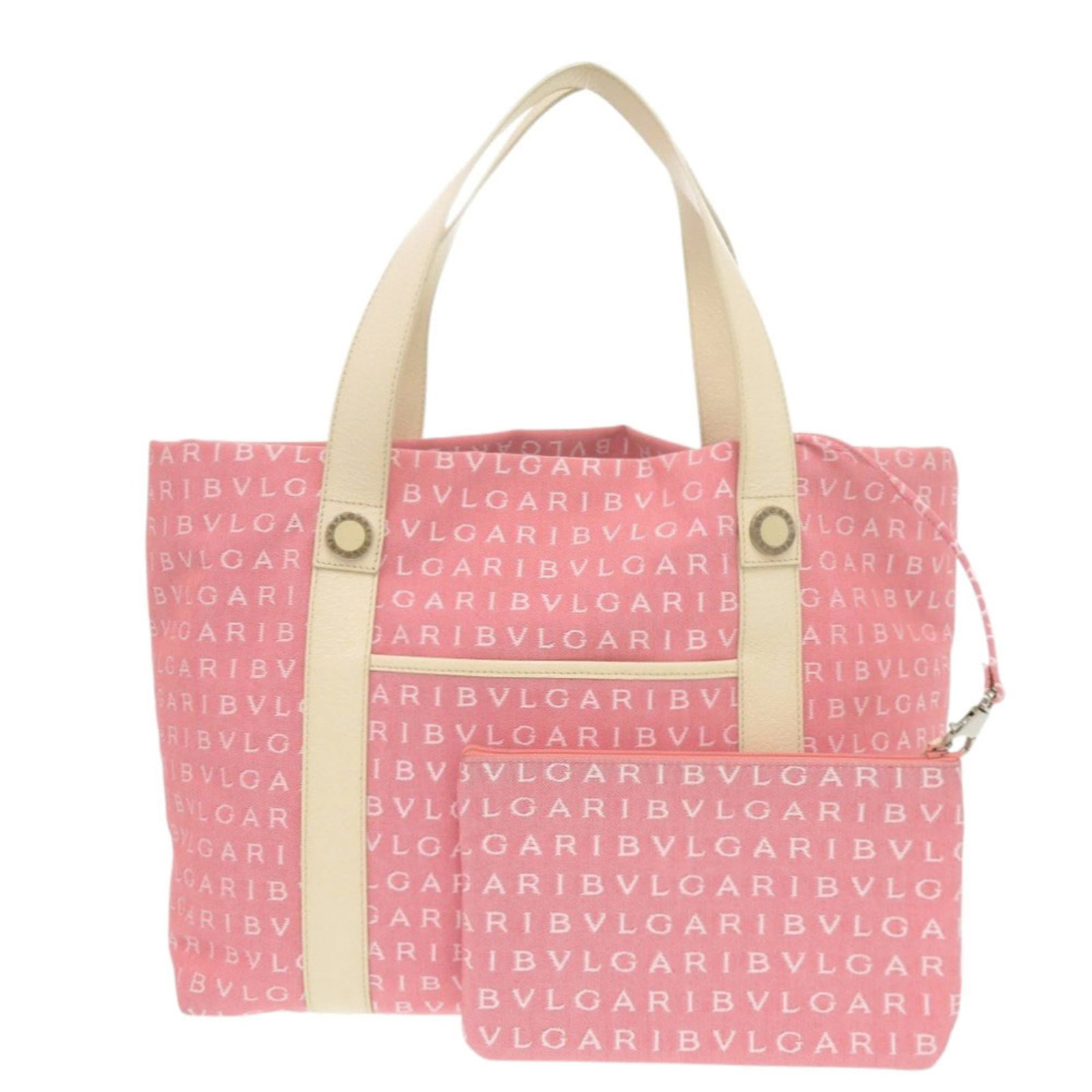 Canvas Leather Bag Tote Bvlgari: Canvas Leather Bag Tote Bvlgari Canvas Leather Bag Tote Bvlgari - A stylish and elegant tote bag from the renowned Italian luxury brand Bvlgari. Made from high-quality canvas and leather, this pink