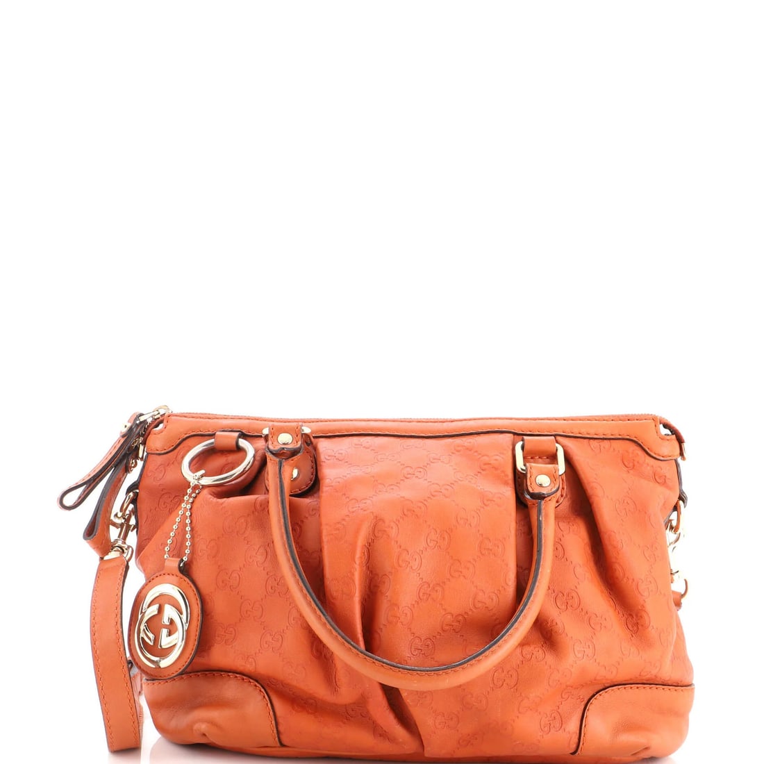 Gucci Sukey Top Handle Satchel Guccissima Leather Medium: Gucci Sukey Top Handle Satchel Guccissima Leather Medium Orange Gucci Sukey Top Handle Satchel in Guccissima Leather Medium. This medium-sized satchel features a vibrant orange exterior, gold tone