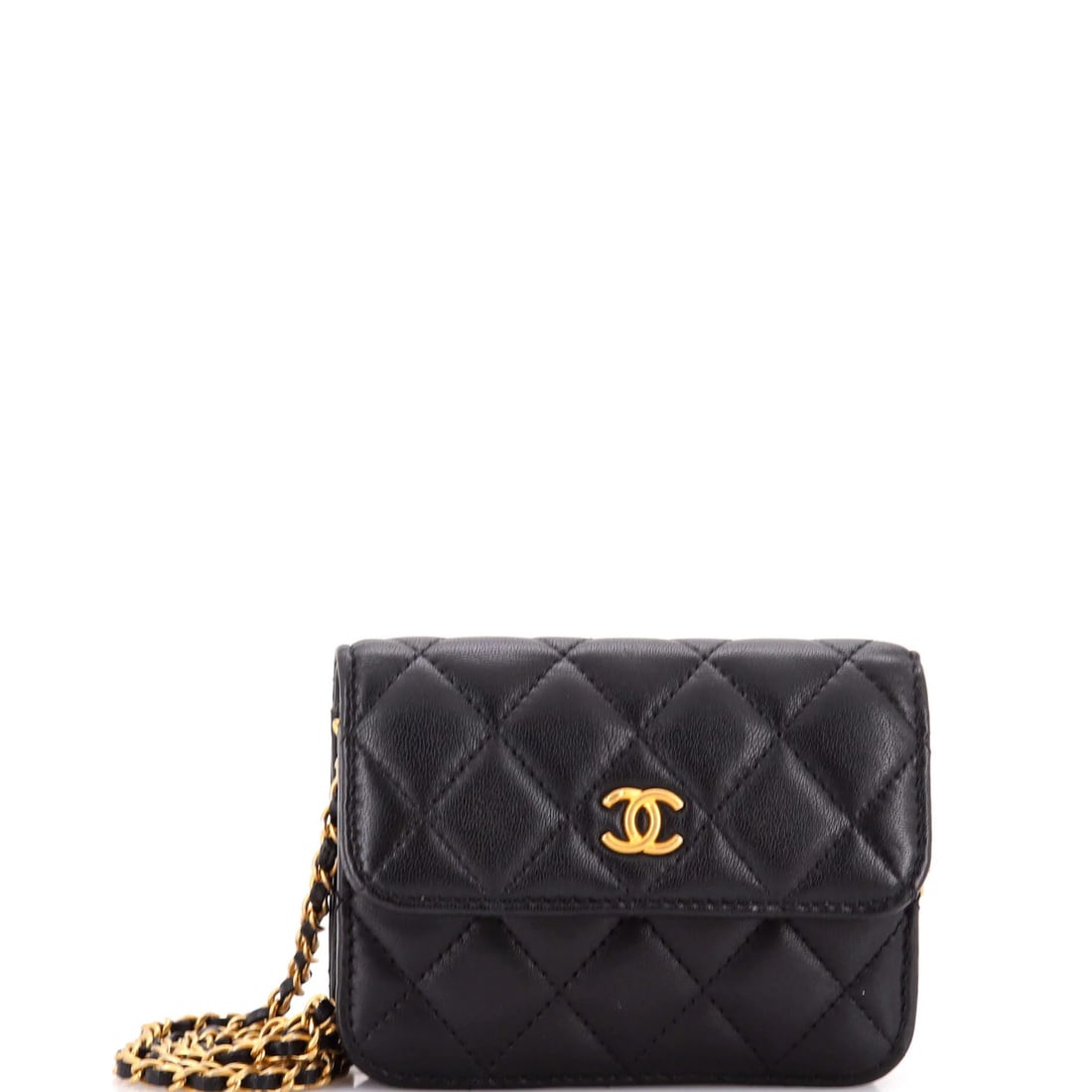 Pearl Crush Flap Clutch with Chain Quilted Lambskin: Pearl Crush Flap Clutch with Chain Quilted Lambskin Black Pearl Crush Flap Clutch with Chain Quilted Lambskin features a sleek design, measuring 3.5" in height, 4.5" in width, and 1" in depth. The