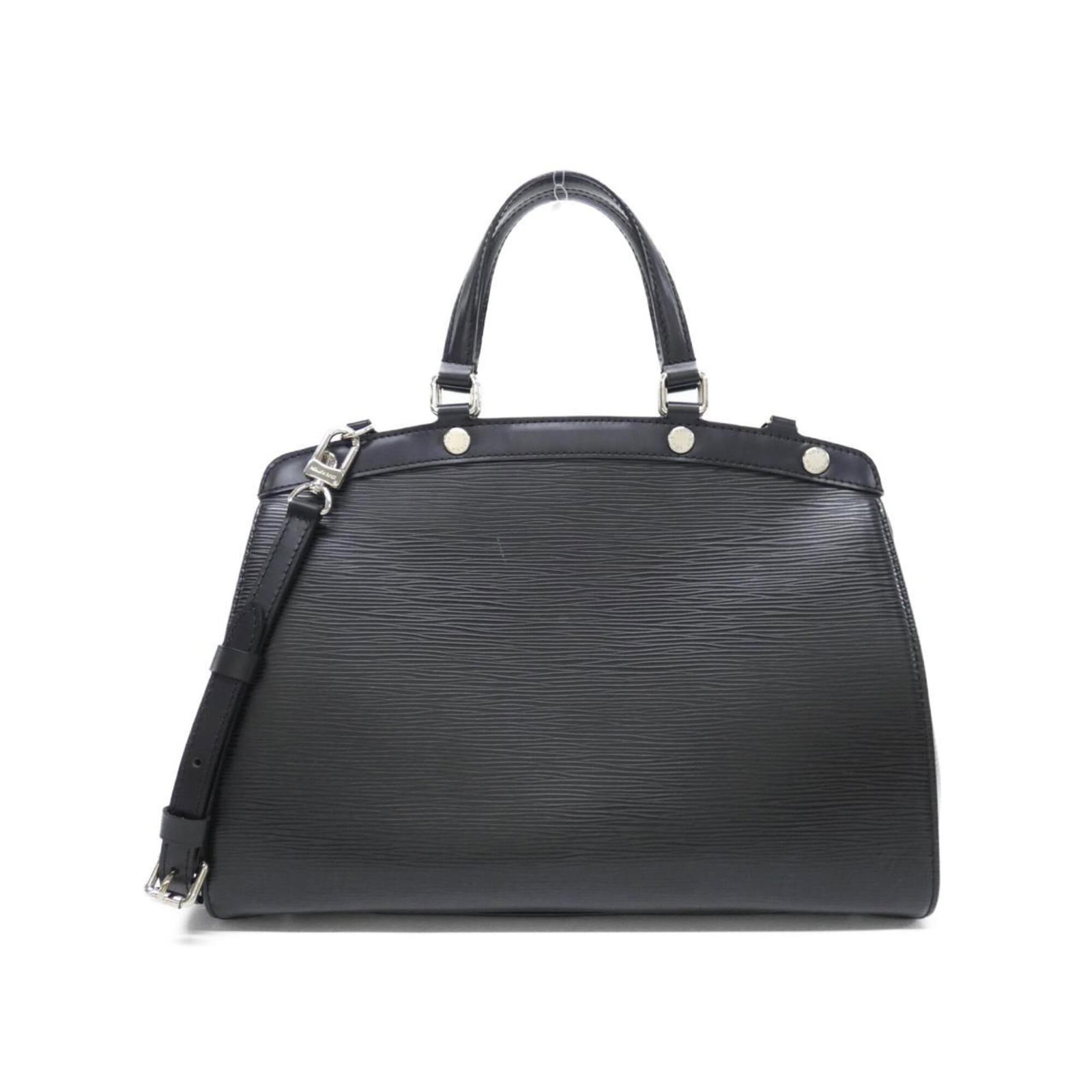 Handbag Leather Louis Vuitton: Handbag Leather Louis Vuitton This black Louis Vuitton handbag features a classic design with a 22cm x 33cm x 12cm size, made from high-quality calfskin leather. The bag's timeless style and sleek