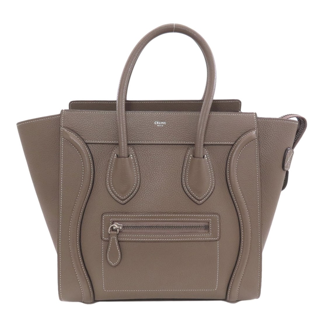 Calf Celine Handbag Micro Luggage: Calf Celine Handbag Micro Luggage Calf Celine Handbag Micro Luggage is made from Calf material, with a beige exterior color. This style is a classic handbag design, and the beige color provides a