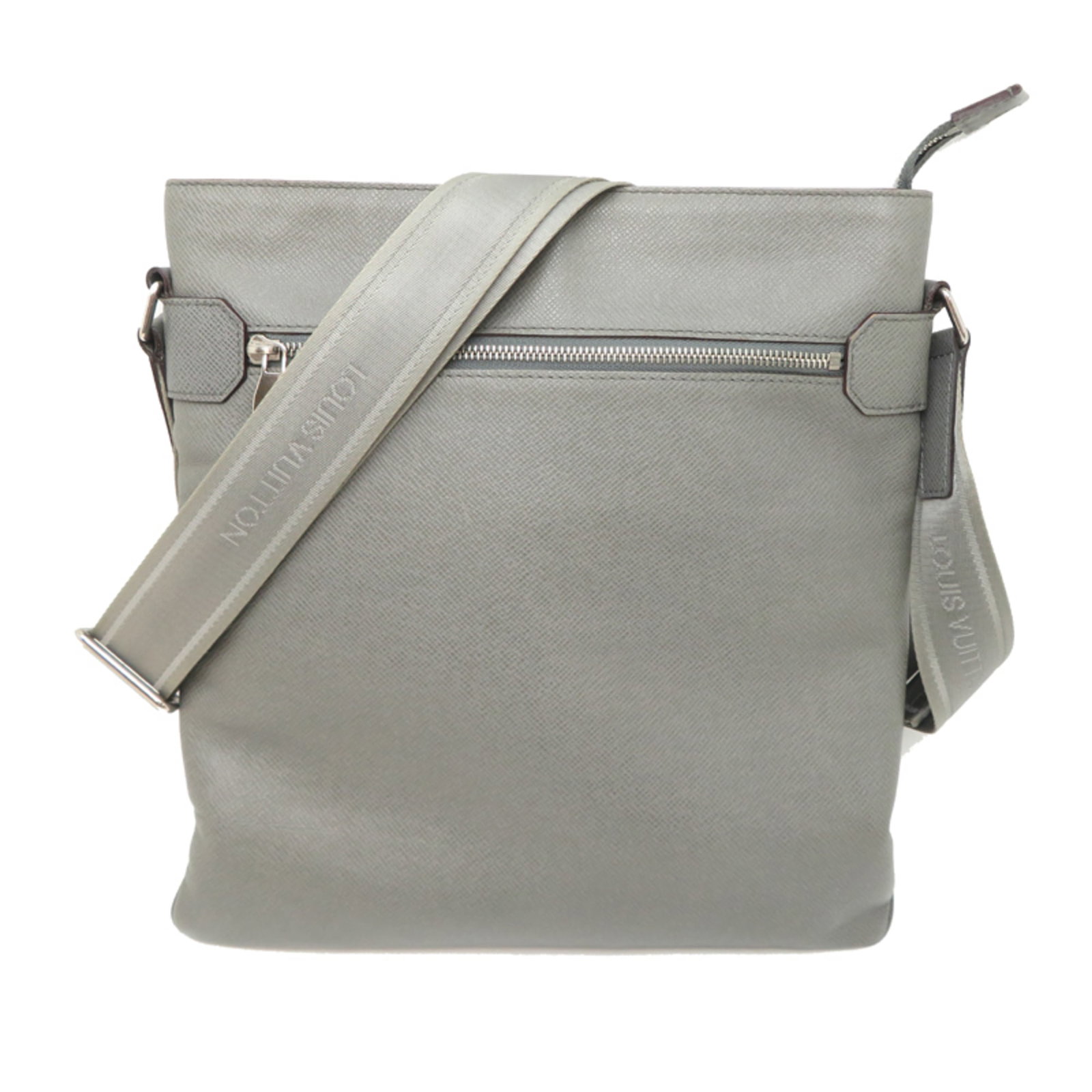 Shoulder Bag Taiga Leather Louis Vuitton: Shoulder Bag Taiga Leather Louis Vuitton Taiga leather shoulder bag with a classic design, featuring a 32cm x 30cm x 1cm size and a Glacier color. Made from high-quality Taiga leather, this bag