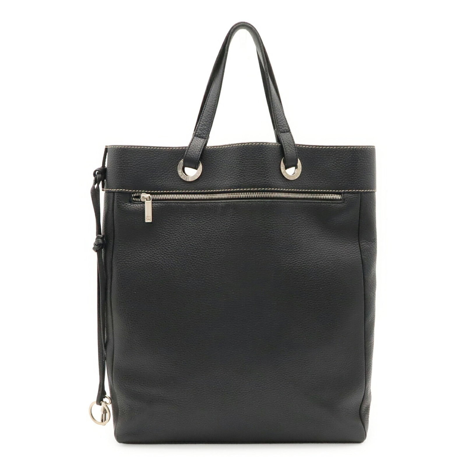 Loewe Tote Bag Leather Handbag: Loewe Tote Bag Leather Handbag Black leather tote bag from Loewe, Spain, measuring 40cm x 33cm x 6cm. This classic design combines timeless elegance with a sleek, modern silhouette. Item Specifics: