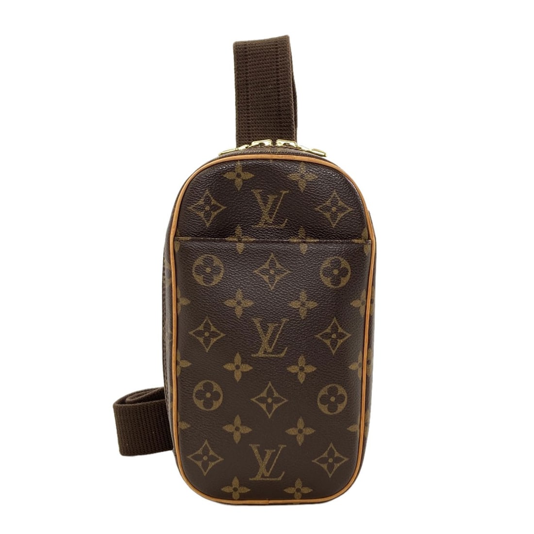 Body Bag Monogram Canvas Louis Vuitton M51870 Pochette Gange: Body Bag Monogram Canvas Louis Vuitton M51870 Pochette Gange Monogram canvas exterior adds a touch of classic luxury to this brown body bag. With a sturdy 8.9 inch height and 2.0 inch depth, it