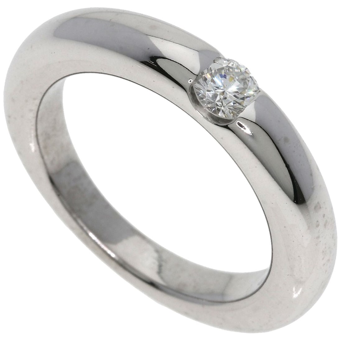 Ellipse Diamond Ring Cartier White Gold K18 #53: Ellipse Diamond Ring Cartier White Gold K18 #53 Cartier's K18 white gold ring boasts a striking silver metal exterior, complemented by a diamond main stone. This elegant ring, available in a size