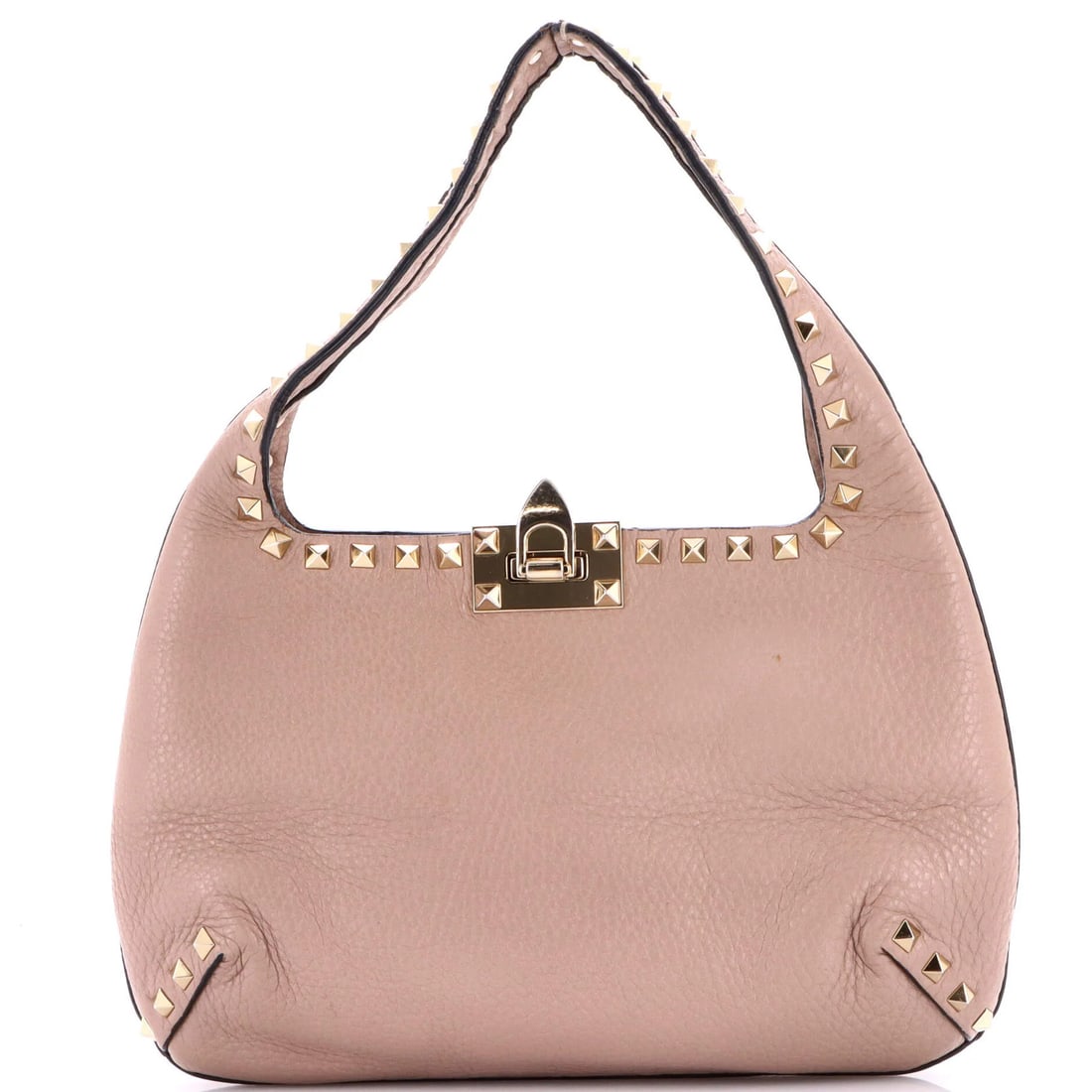 Hobo Leather Rockstud Lock Flip Small Valentino Garavani: Hobo Leather Rockstud Lock Flip Small Valentino Garavani Small, neutral-colored Hobo Leather Rockstud Lock Flip from Valentino Garavani, featuring a signature and Rockstud Flip Lock design. This
