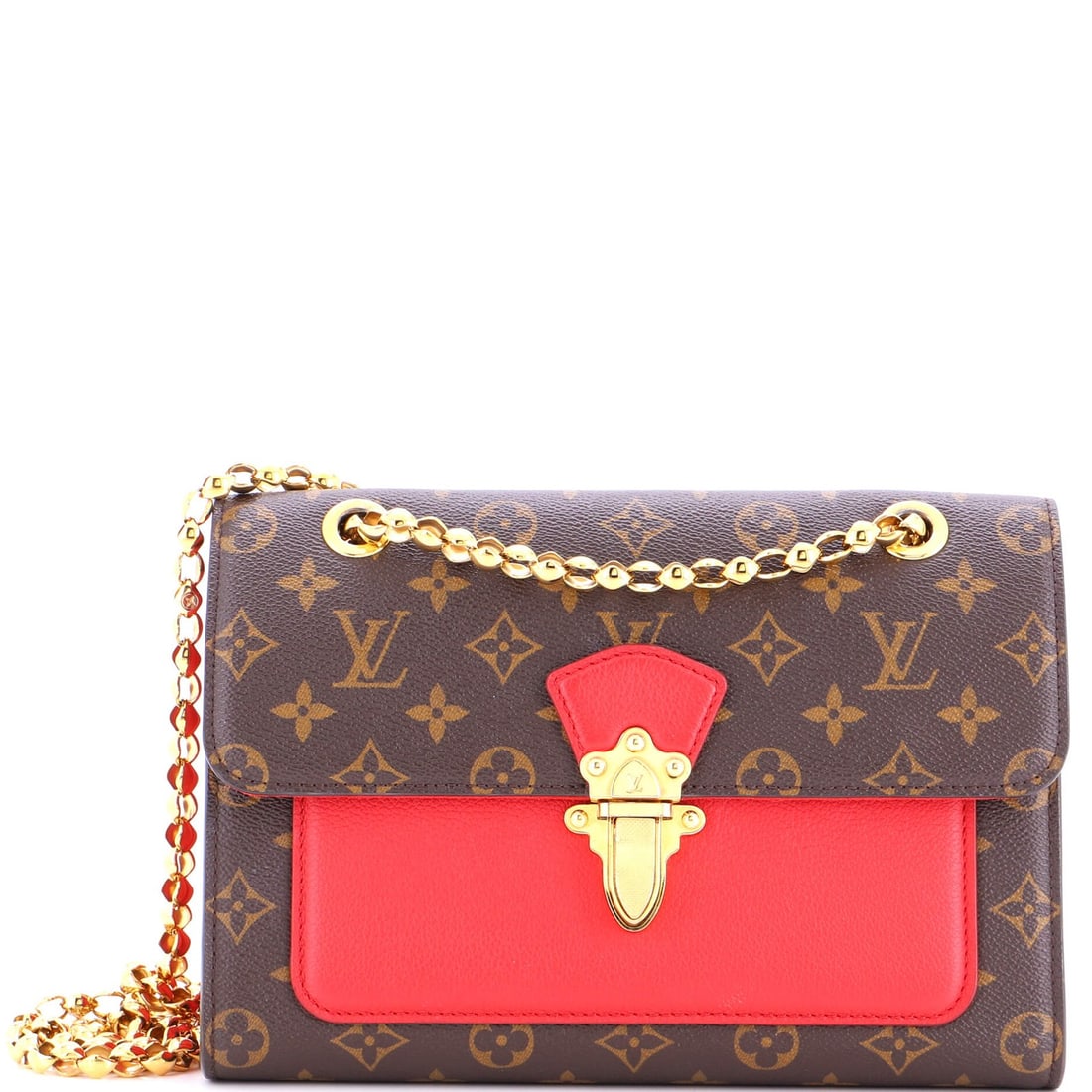 Canvas Leather Monogram Handbag Victoire Louis Vuitton: Canvas Leather Monogram Handbag Victoire Louis Vuitton Canvas Leather Monogram Handbag Victoire Louis Vuitton features a unique combination of leather and canvas, with a distinctive red exterior and