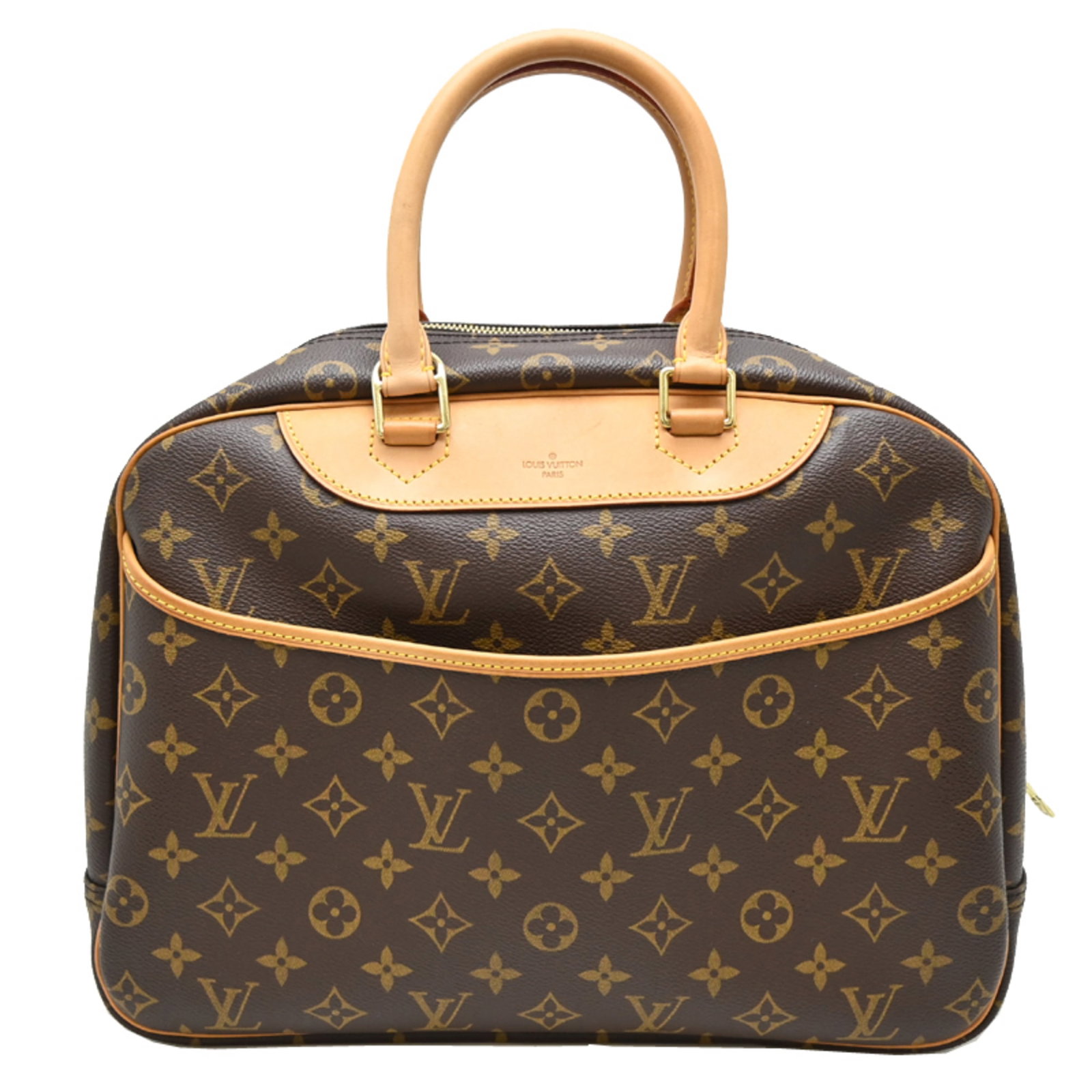 Louis Vuitton Monogram Handbag: Louis Vuitton Monogram Handbag The Louis Vuitton Monogram Handbag is a timeless piece, crafted in France with the iconic monogram pattern. Measuring 26cm x 34cm x 13.5cm, this brown handbag features