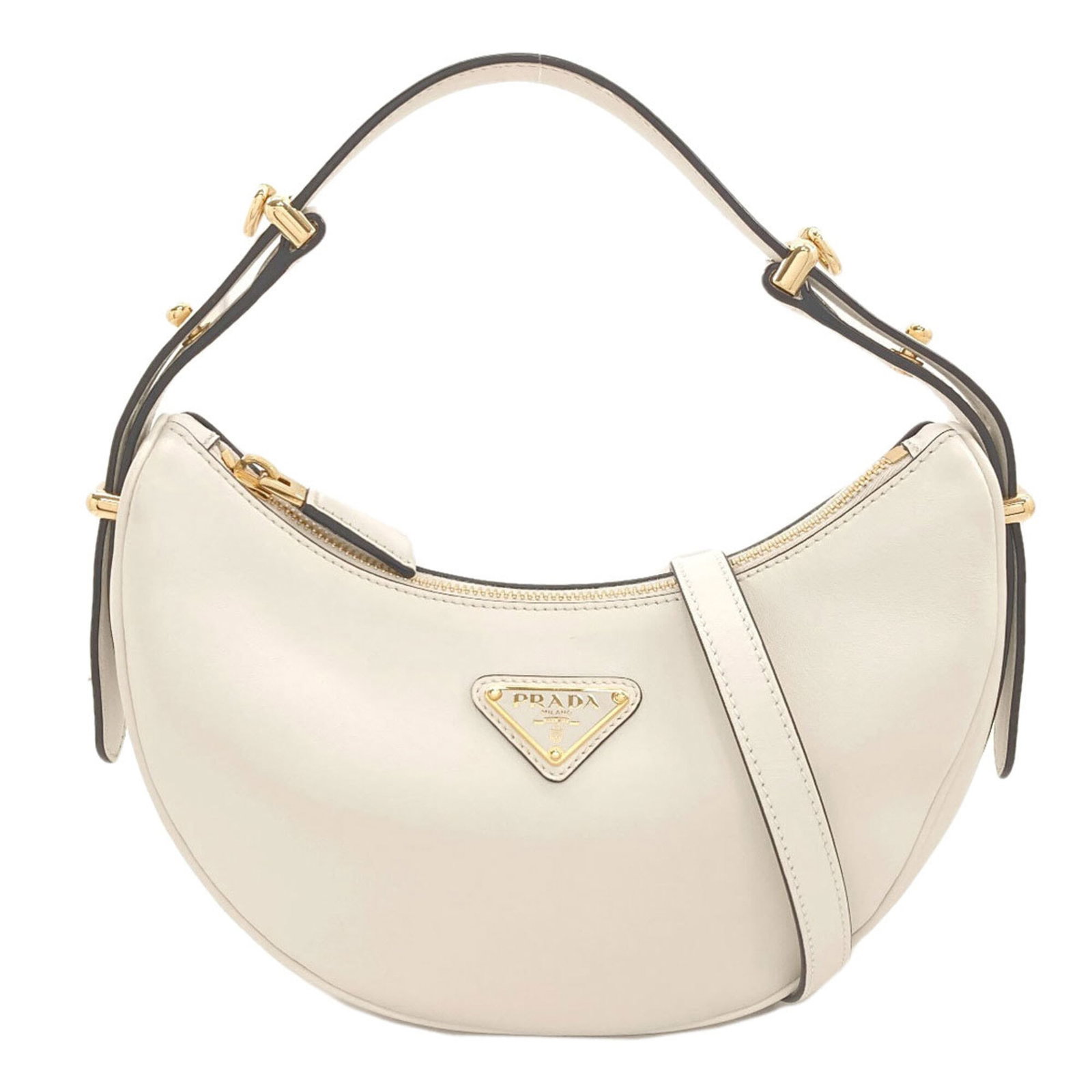 Handbag Leather Prada: Handbag Leather Prada Item Specifics: Brand: Prada Type: Handbag Material: Leather Color: White Gender: Women Size (HxWxD): 17cm x 24cm x 6cm / 6.69'' x 9.44'' x 2.36'' Product Disclaimer: Pre-owned