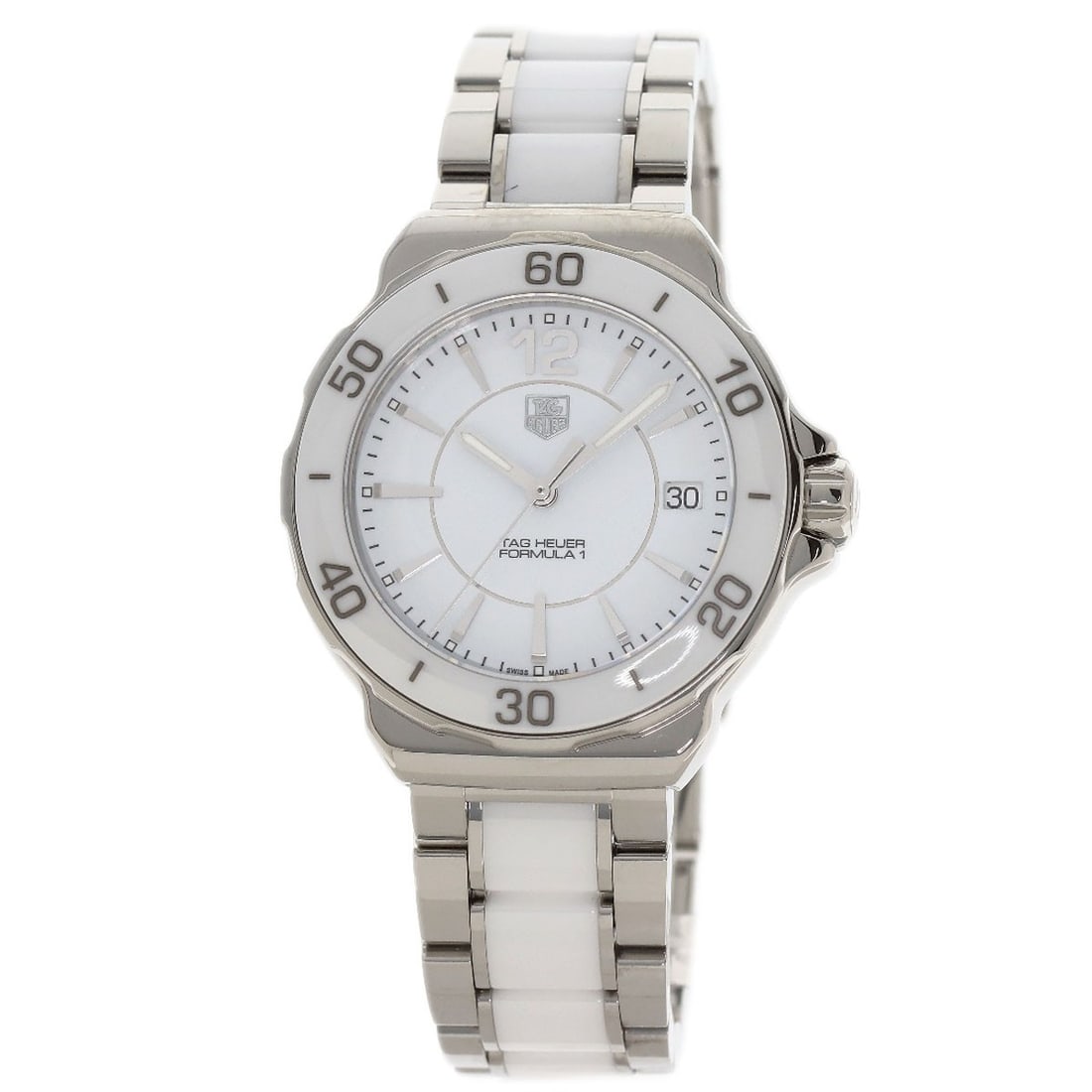 Tag Heuer Formula1 Watches Wah1211Ba0861 Stainless Steel/ Ssxceramic: Tag Heuer Formula1 Watches Wah1211Ba0861 Stainless Steel/ Ssxceramic Stainless steel case with a silver bezel and white dial, this TAG HEUER Formula1 watch features a quartz movement and is
