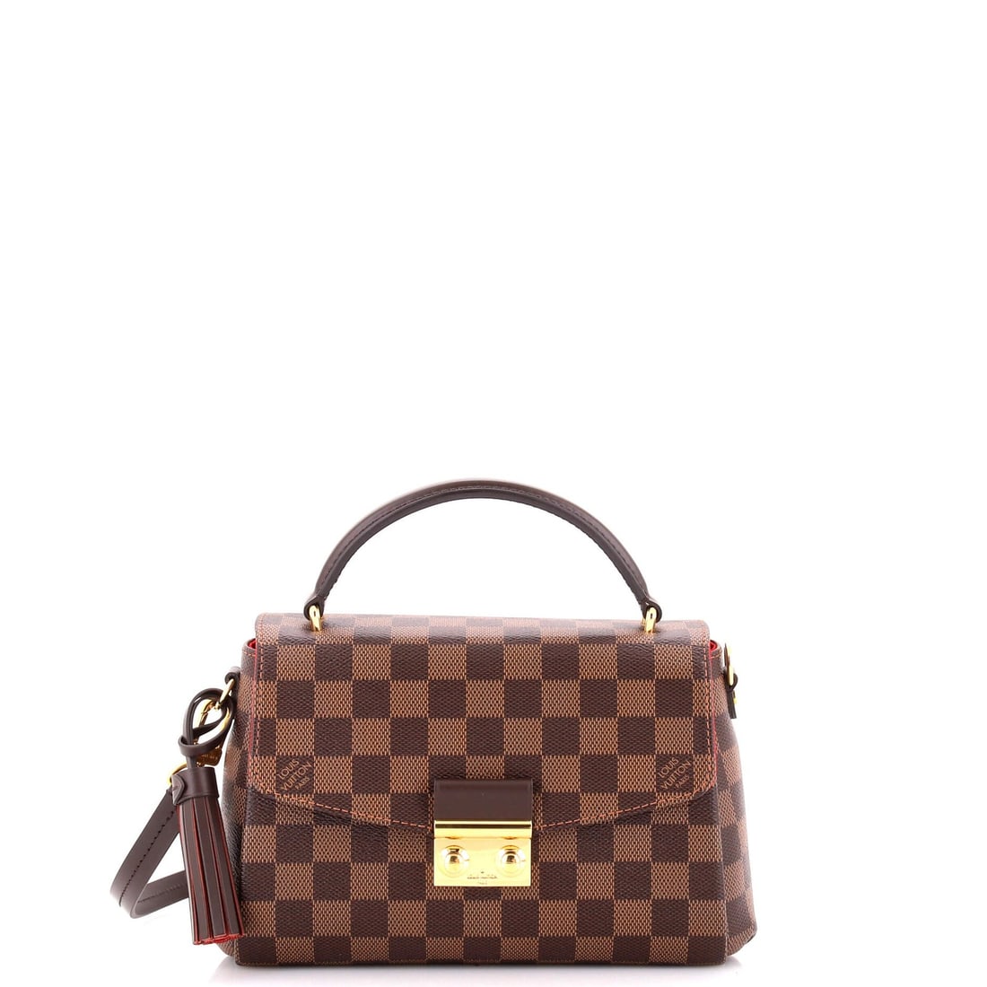 Damier Louis Vuitton Croisette Handbag: Damier Louis Vuitton Croisette Handbag Brown Damier Louis Vuitton Croisette Cross Body Bag with scuffs, edge wear, and minor creases on exterior, and scuffs, minor creases, and minor discoloration on