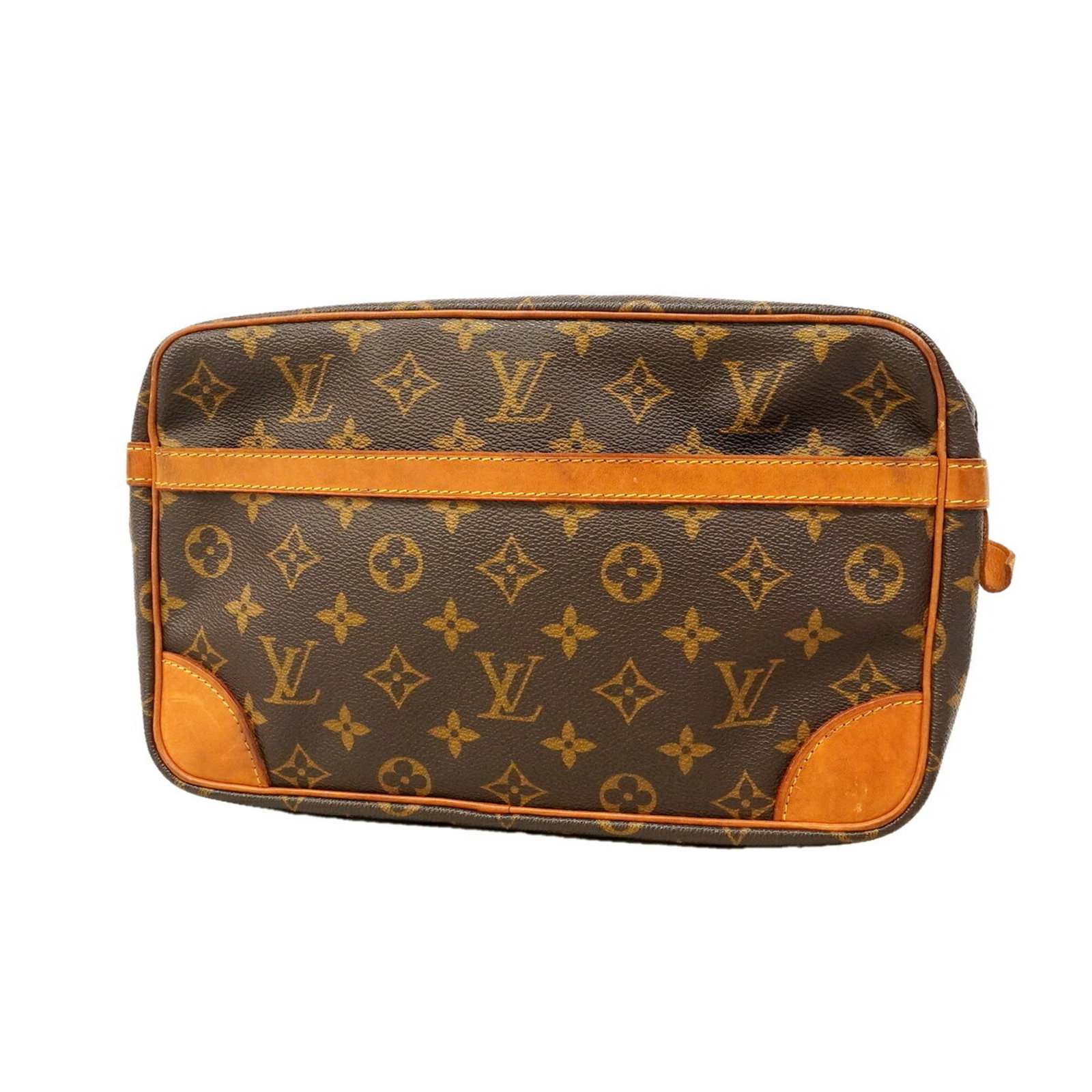 Louis Vuitton Bag: Louis Vuitton Bag Brown Louis Vuitton Clutch Bag, 17cm x 28cm x 6.5cm, features a classic design with a signature monogram pattern. The bag's sturdy construction and compact size make it a practical