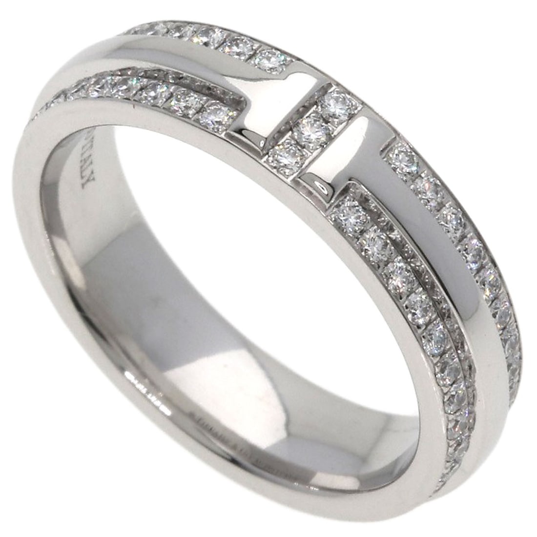 Tiffany&Co. Ttwo Narrow Pav Diamond Ring K18 White Gold: Tiffany&Co. Ttwo Narrow Pav Diamond Ring K18 White Gold K18 White Gold Pav Diamond Ring in Silver Finish from Tiffany&Co., a style that showcases a narrow pav diamond set in a sleek silver metal band,