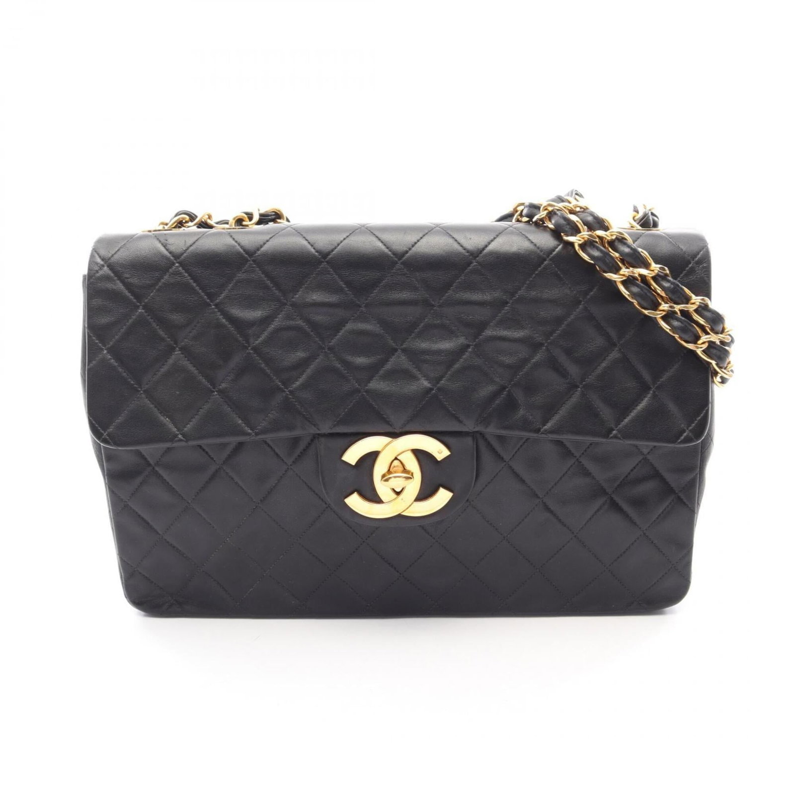 Shoulder Bag Leather Handbag Chanel: Shoulder Bag Leather Handbag Chanel Black lambskin leather shoulder bag with classic Chanel design, measuring 22cm x 34cm x 9.5cm. This timeless piece features high-quality leather construction and sl