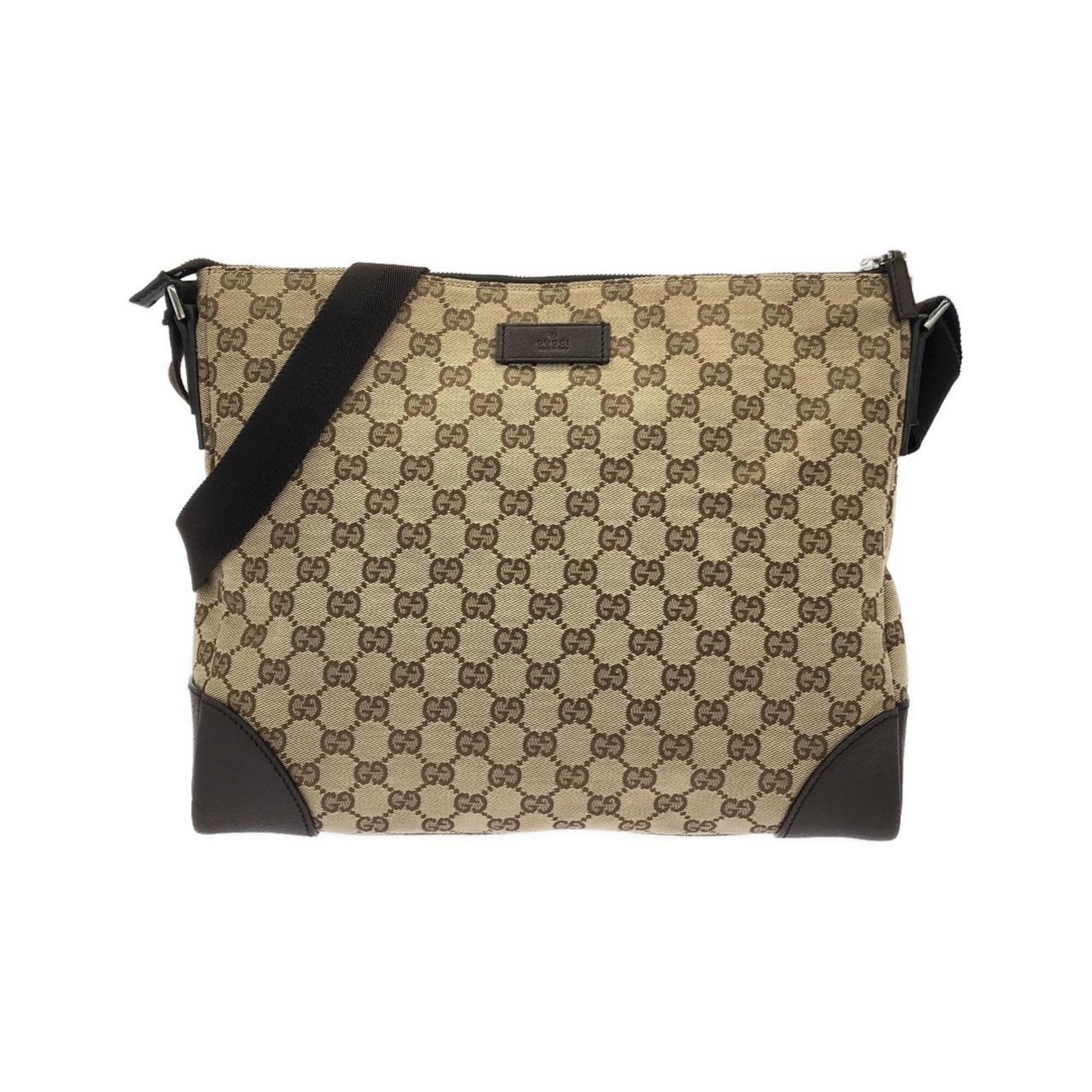 Shoulder Bag Gg Canvas: Shoulder Bag Gg Canvas Gucci MPN 110054 Shoulder Bag features GG canvas material in Beige and Dark brown colors, with a size of 28cm x 33cm x 9cm. This stylish shoulder bag is made with a classic desi