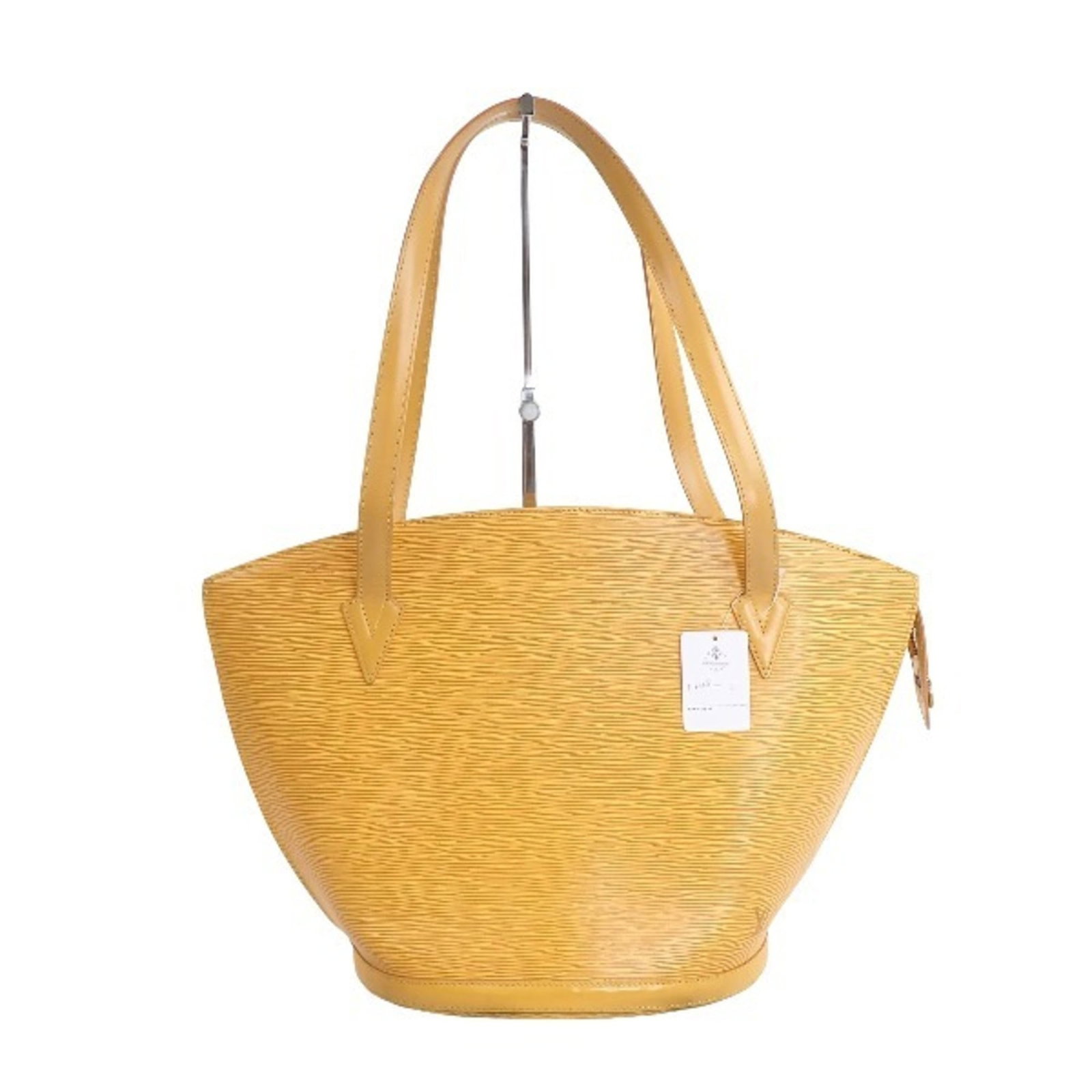 Epi Leather Louis Vuitton Tote Bag: Epi Leather Louis Vuitton Tote Bag Epi leather Louis Vuitton tote bag in bright yellow, measuring 26cm x 17cm, with its signature style and iconic design. The bag's Epi leather material gives it a