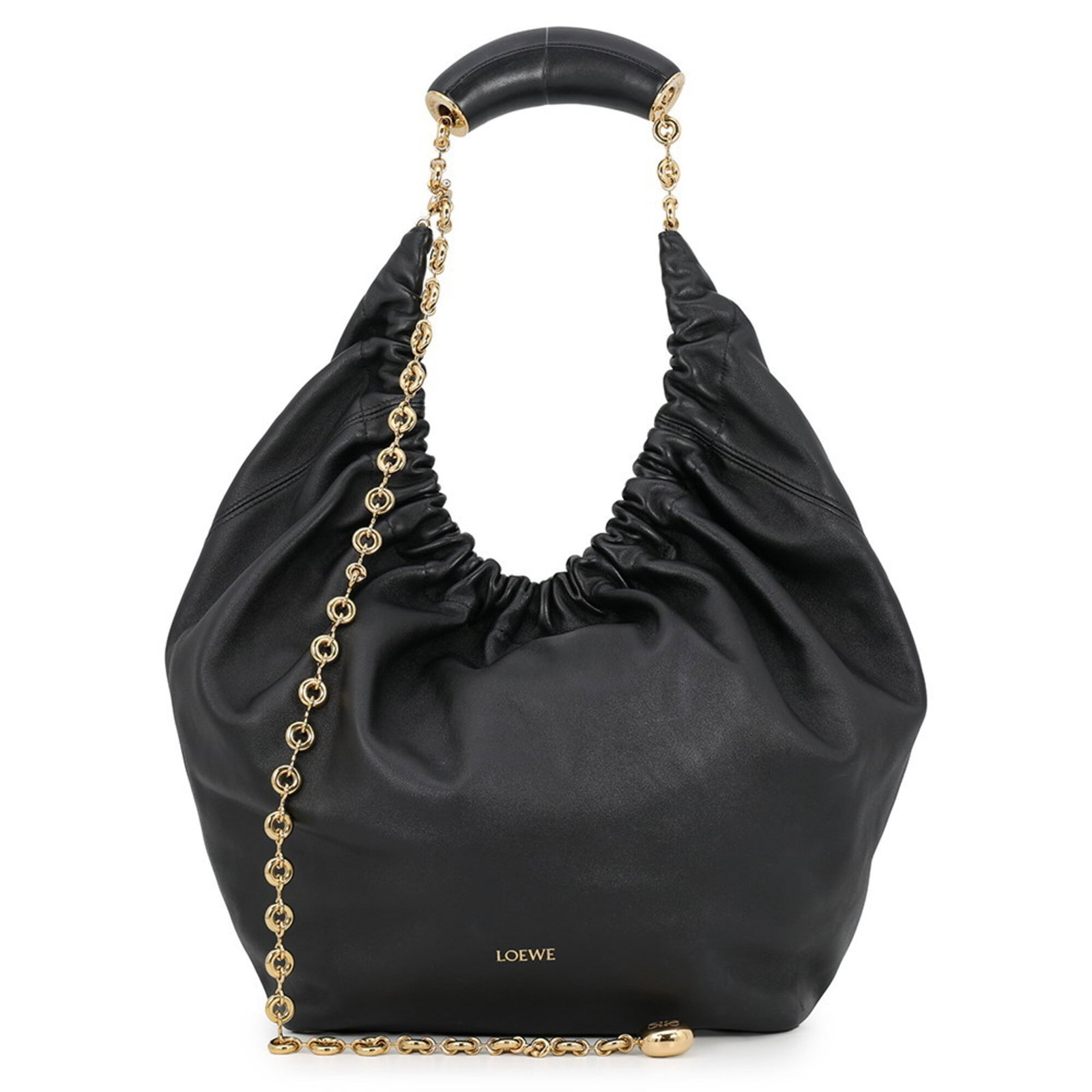 Shoulder bag from Loewe: Shoulder bag from Loewe Black Loewe shoulder bag with gold hardware, featuring a sleek design and durable 700g construction. The bag measures 31cm x 25cm x 14cm and has a 90cm adjustable strap for a