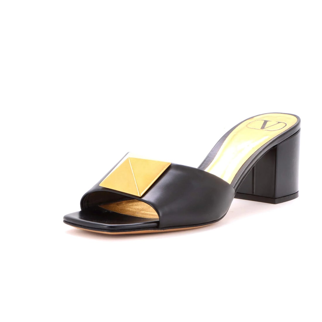 Valentino Garavani Women's One Stud Block Heeled Mules Leather (1 of 6)