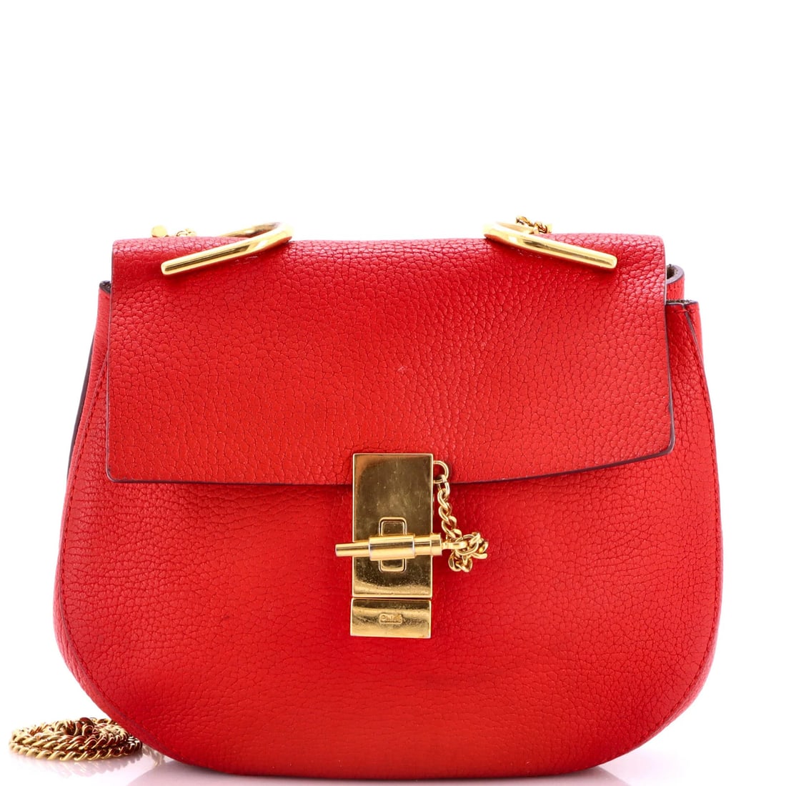 Small leather Crossbody bag Drew Chloe: Small leather Crossbody bag Drew Chloe Small leather Crossbody bag from the Drew Chloe collection, featuring a vibrant red exterior and neutral suede interior. The bag boasts a classic cross-body desi