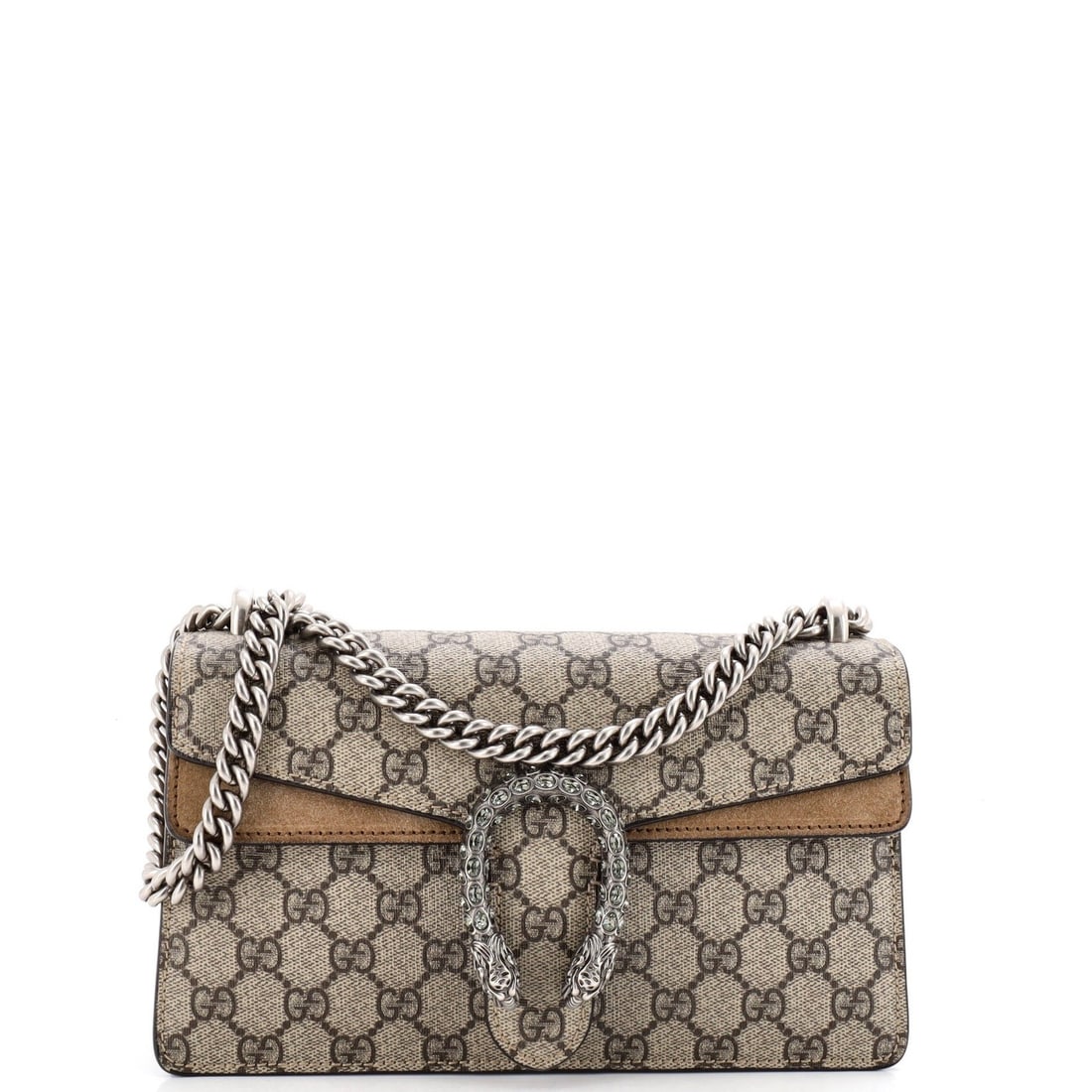 Gucci GG Coated Canvas Small Bag Dionysus Embellished with Crystal Metal: Gucci GG Coated Canvas Small Bag Dionysus Embellished with Crystal Metal Gucci's Dionysus Small Bag boasts a striking GG Coated Canvas exterior, adorned with crystal metal embellishments that add a