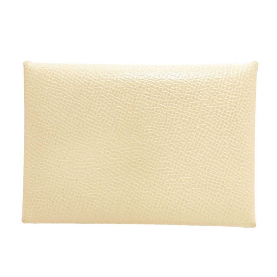 Hermes Calvi Duo Verso Nata Jaune Poussin Silverhardware Card Case Epsom: Hermes Calvi Duo Verso Nata Jaune Poussin Silverhardware Card Case Epsom White Epsom card case with silver hardware, featuring a Calvi Duo Verso Nata Jaune Poussin design, made by Hermes. This card