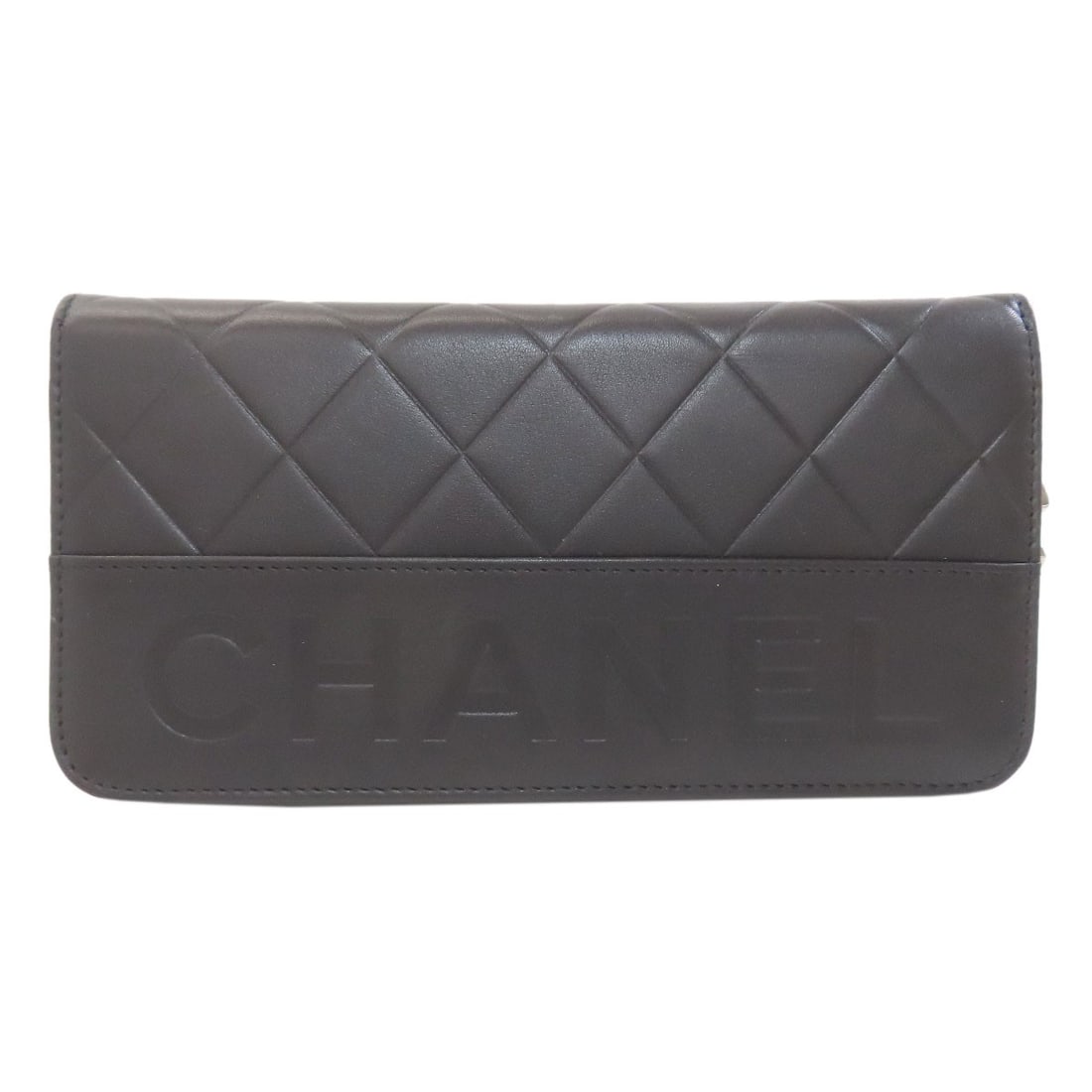 Matelasse Calf Wallet Long Chanel Silverhardware Coin: Matelasse Calf Wallet Long Chanel Silverhardware Coin Matelasse Calf Wallet Long with Coin Pocket, featuring a sleek black exterior and silver hardware details, is a stylish accessory for everyday