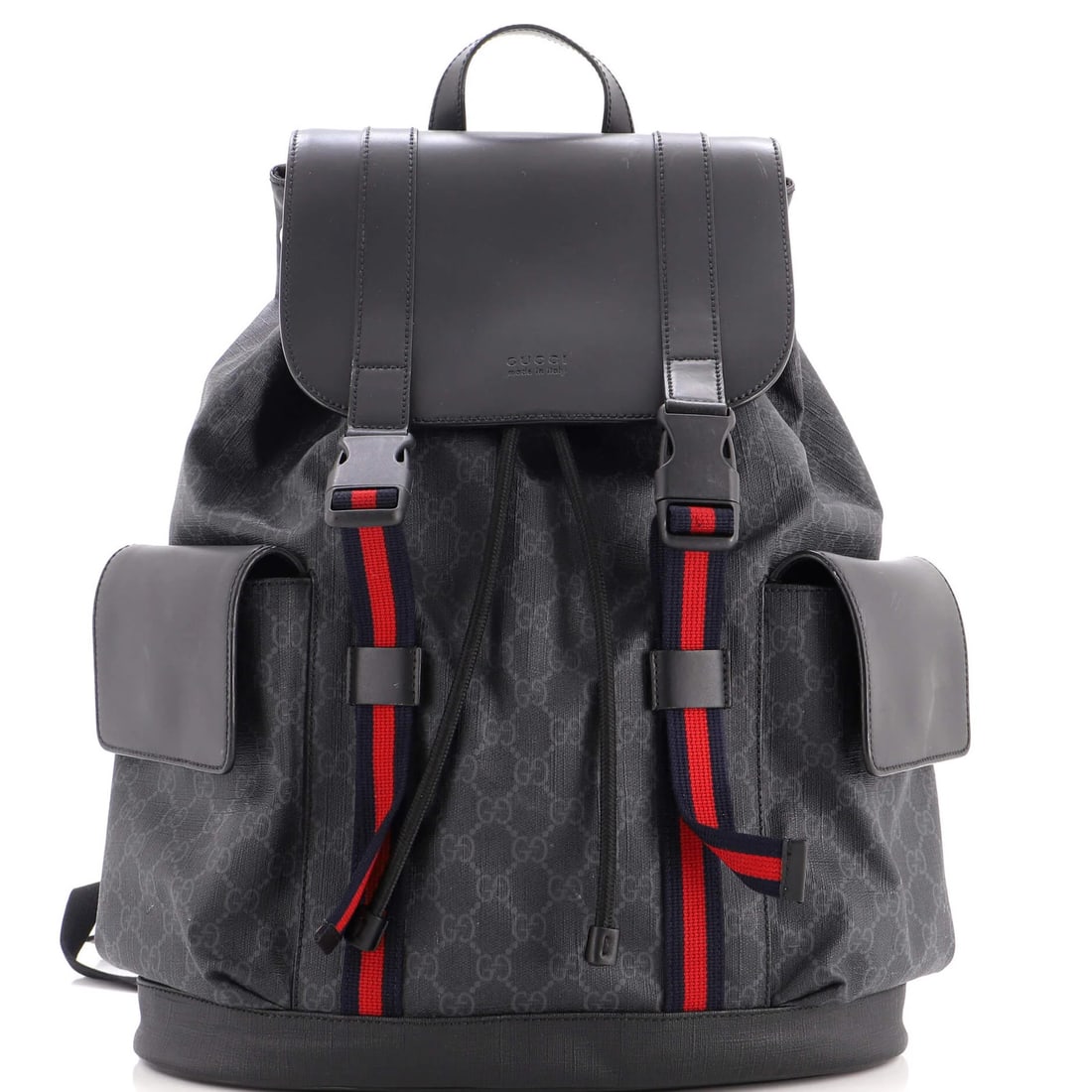 Double Pocket Buckle GG Coated Large Canvas Gucci Backpack (1 of 6)