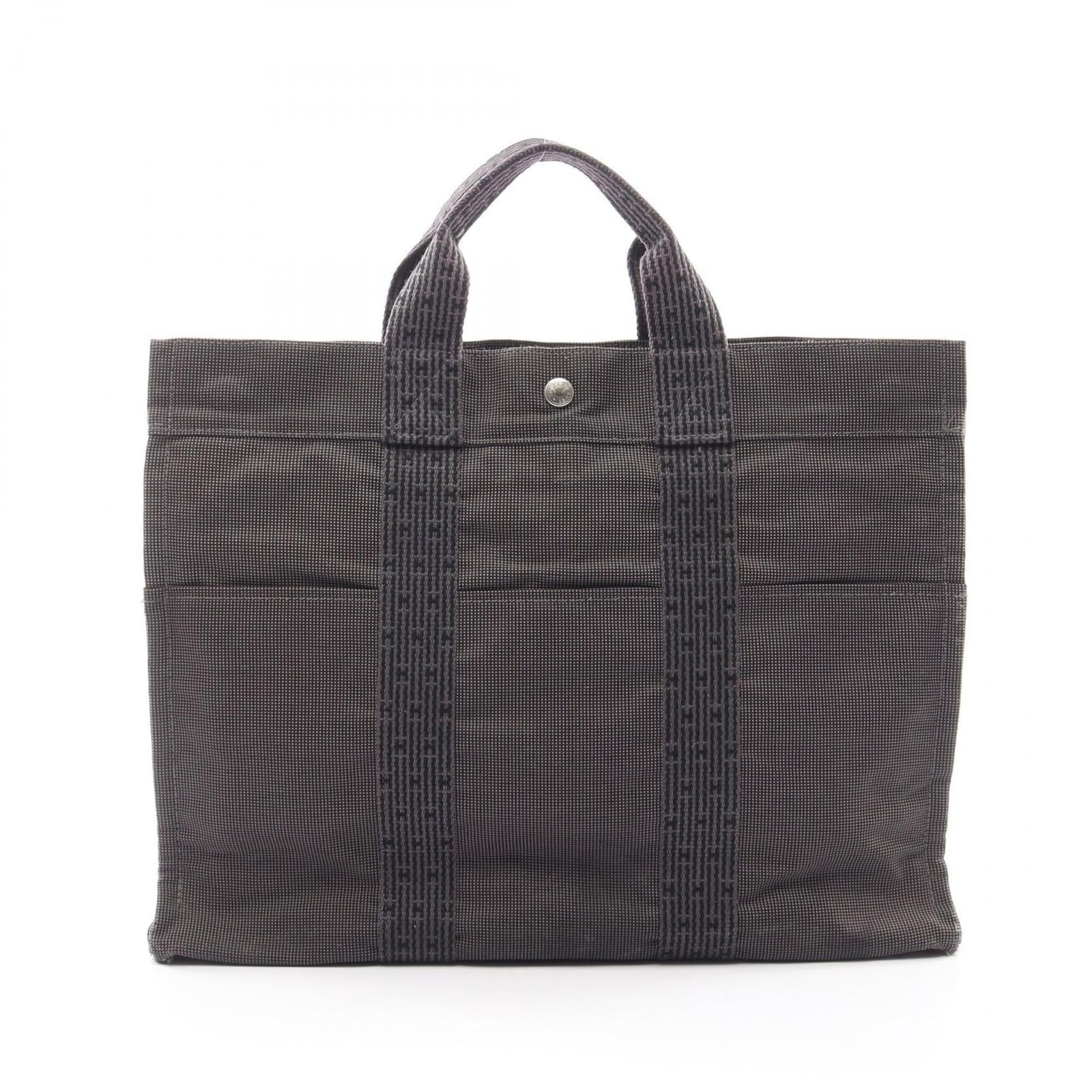 Nylon Canvas Handbag Hermes Tote: Nylon Canvas Handbag Hermes Tote Nylon canvas handbag with a timeless design, this gray tote measures 32cm x 42cm x 11cm, perfect for everyday use. Made from durable nylon canvas, it features a