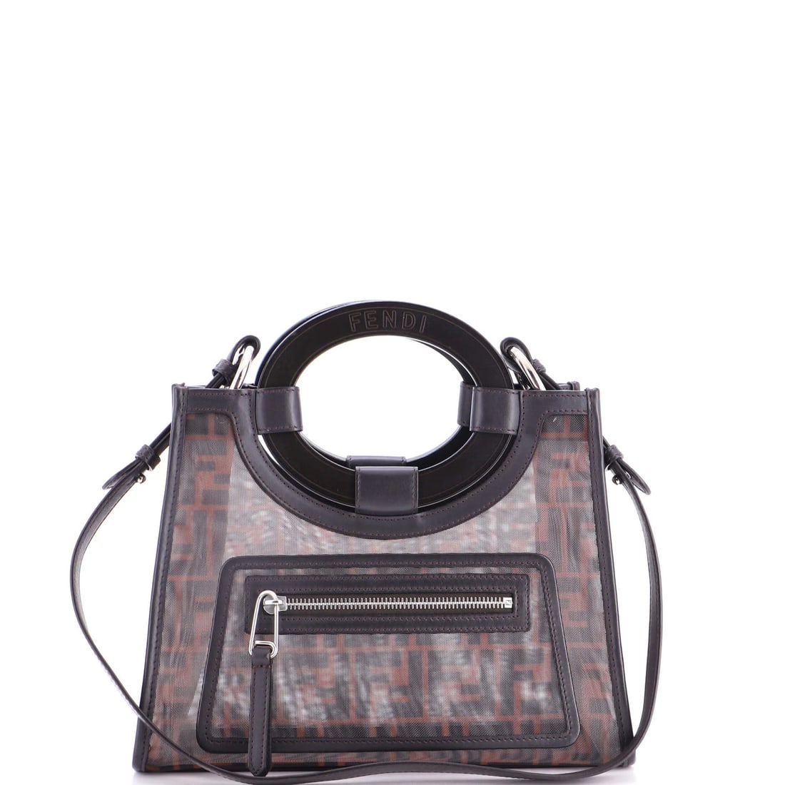 Small Fendi Shopper Zucca Mesh Tote Runaway: Small Fendi Shopper Zucca Mesh Tote Runaway Small Fendi Shopper Zucca Mesh Tote Runaway in great condition, featuring a brown mesh exterior and brown leather interior. The tote boasts a classic