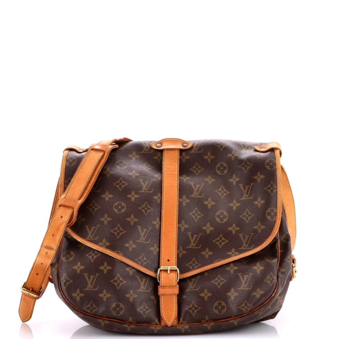 Louis Vuitton Saumur Handbag Monogram Canvas 35: Louis Vuitton Saumur Handbag Monogram Canvas 35 The Louis Vuitton Saumur Handbag Monogram Canvas 35 is a classic cross body bag with a timeless design. This brown canvas bag features the iconic monogr