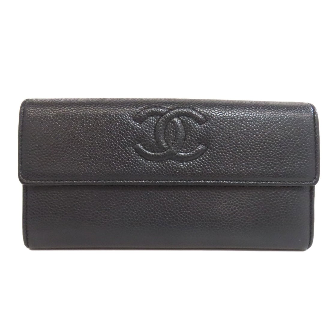 Chanel Coco Mark Silverhardware Long Wallet (With Coin Pocket) Grained: Chanel Coco Mark Silverhardware Long Wallet (With Coin Pocket) Grained Black Grained Calfskin Long Wallet with Coin Pocket from CHANEL features a sleek design and a spacious coin pocket for added