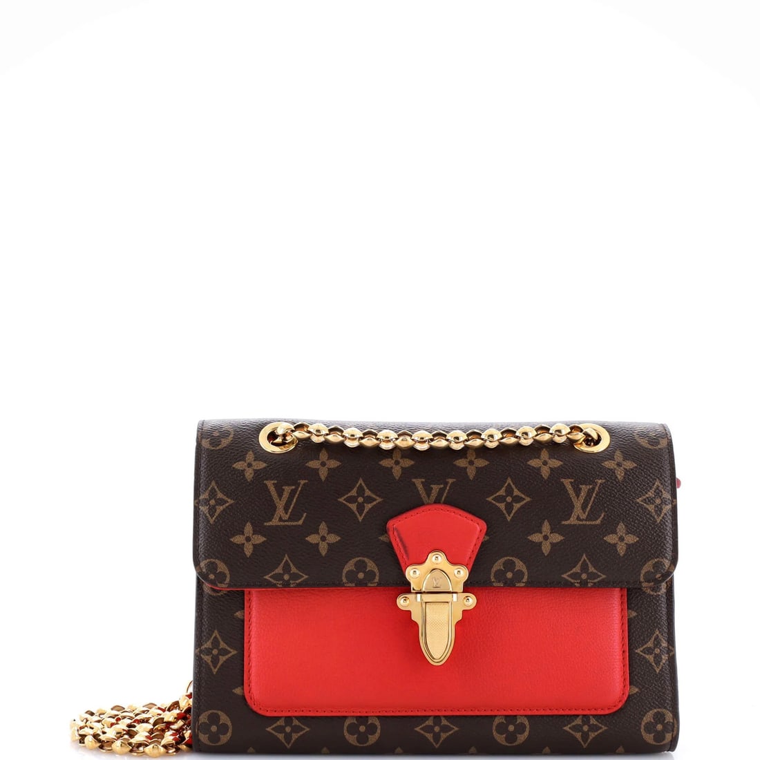Canvas Leather Monogram Handbag Victoire Louis Vuitton: Canvas Leather Monogram Handbag Victoire Louis Vuitton Canvas Leather Monogram Handbag Victoire Louis Vuitton features a unique combination of leather and canvas, with a distinctive red exterior and