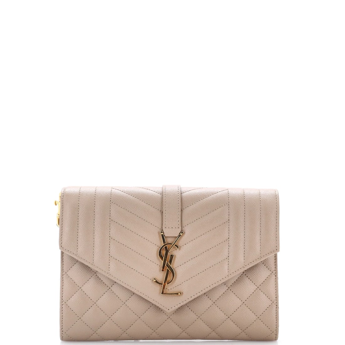 Laurent Saint Classic Monogram Envelope Matelasse Leather Clutch Wristlet: Laurent Saint Classic Monogram Envelope Matelasse Leather Clutch Wristlet Neutral-toned Matelasse leather wraps around the Classic Monogram Envelope Wristlet, adding a touch of sophistication to any