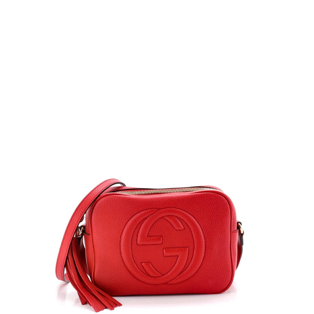 Small Leather Crossbody Disco Soho Gucci Bag: Small Leather Crossbody Disco Soho Gucci Bag Small Leather Crossbody Disco Soho Gucci Bag in Red. This Gucci Soho Disco Crossbody Bag features a vibrant red exterior made from high-quality leather,