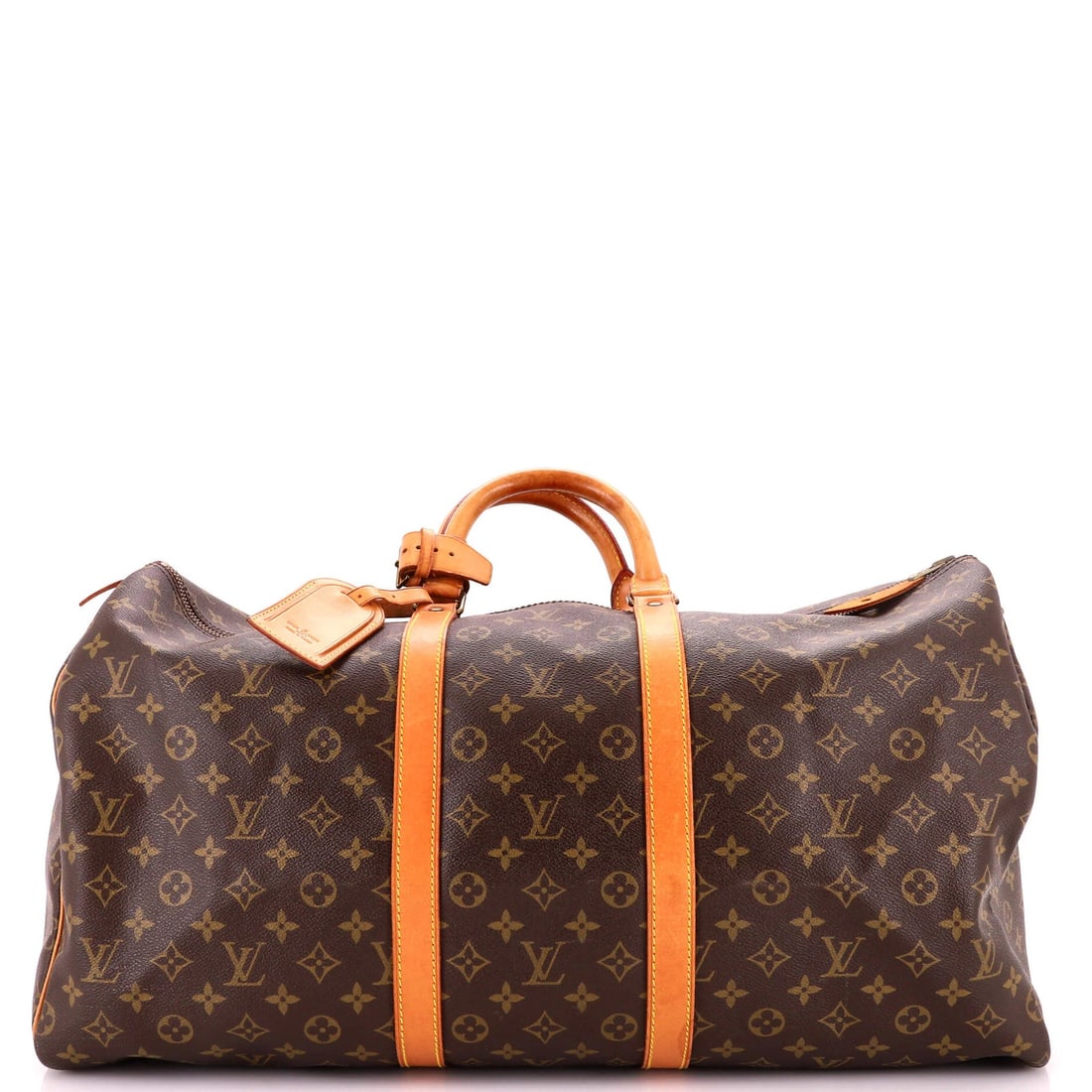 Vuitton Keepall Bag Monogram Canvas Louis: Vuitton Keepall Bag Monogram Canvas Louis Brown Louis Vuitton Keepall Bag Monogram Canvas 55 with gold hardware and interior, featuring a canvas coated exterior with a signature and a fair condition w