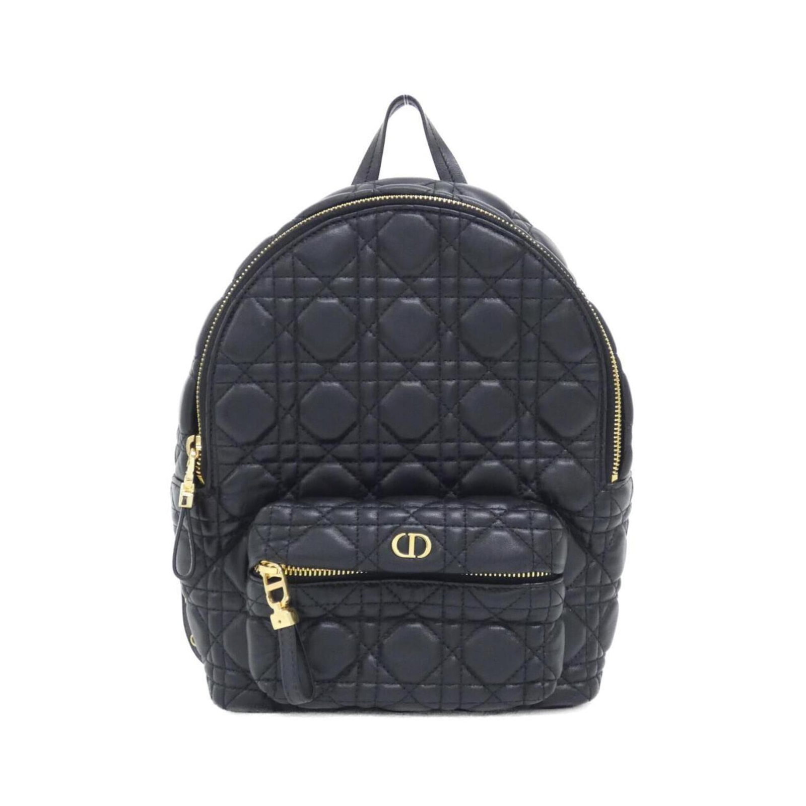 Christian Dior Leather Backpack: Christian Dior Leather Backpack Leather backpack from Christian Dior's M9221UNGF model, crafted from high-quality lambskin leather and featuring gold hardware. Measuring 25cm x 20cm x 10cm, this