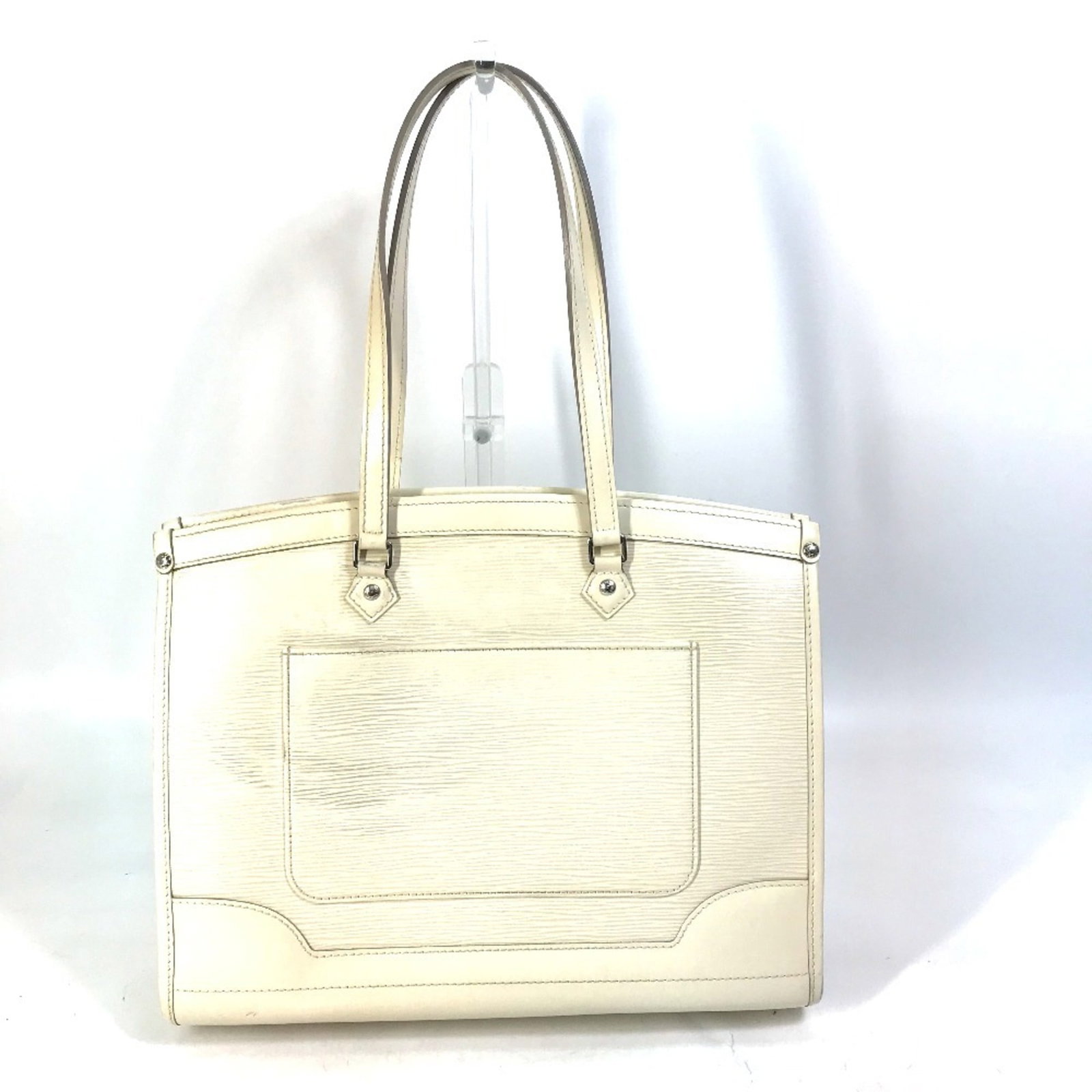 Epi Leather Louis Vuitton Tote Shoulder Bag: Epi Leather Louis Vuitton Tote Shoulder Bag Epi Leather Louis Vuitton Tote Shoulder Bag in Galle, LV Off White, and White, featuring Epi leather material, silver hardware, and open pockets for a