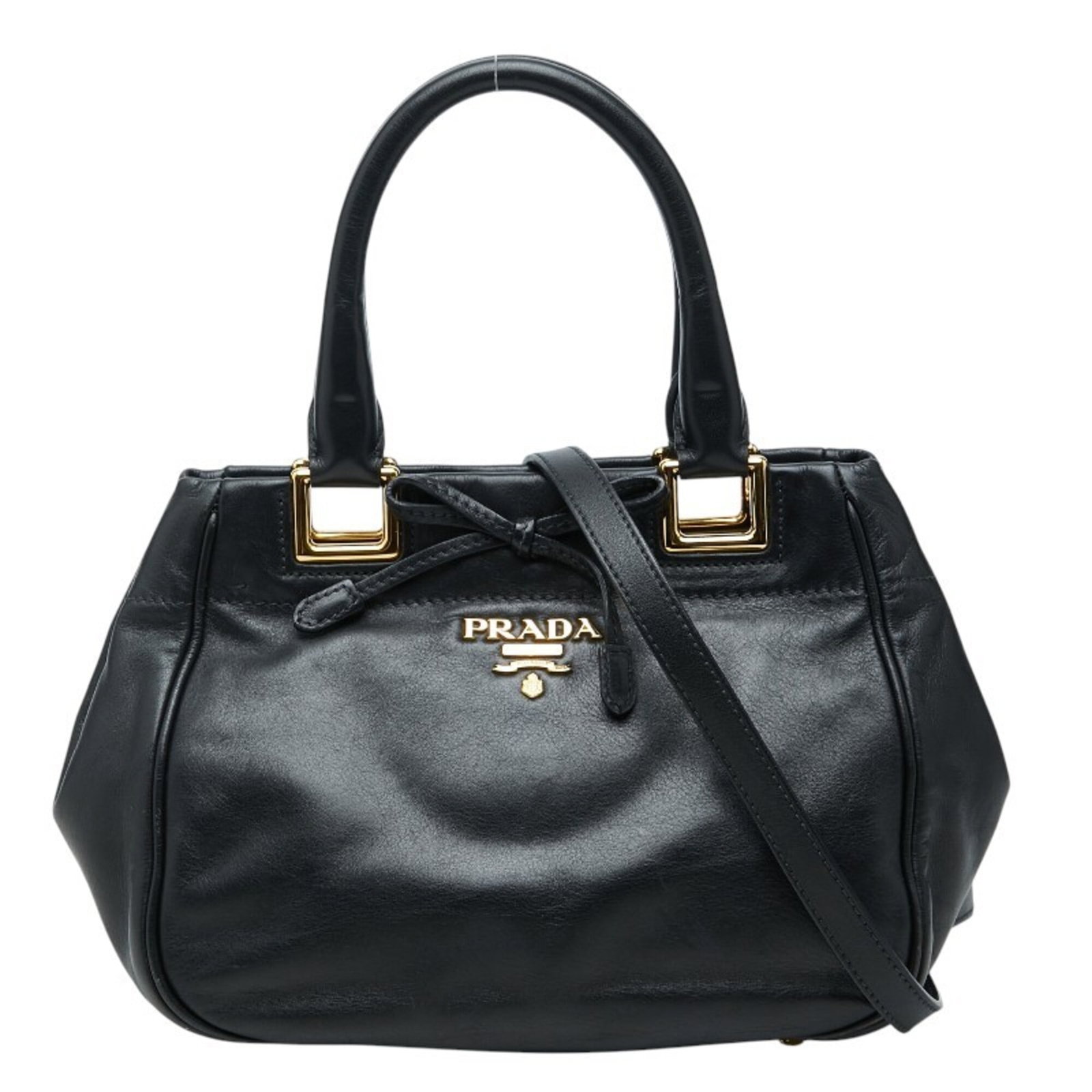 Prada Handbag Shoulder Bag Leather: Prada Handbag Shoulder Bag Leather The Prada Handbag Shoulder Bag Leather is a sleek and sophisticated black leather shoulder bag. Measuring 18cm x 24cm x 14cm, it features a classic design with
