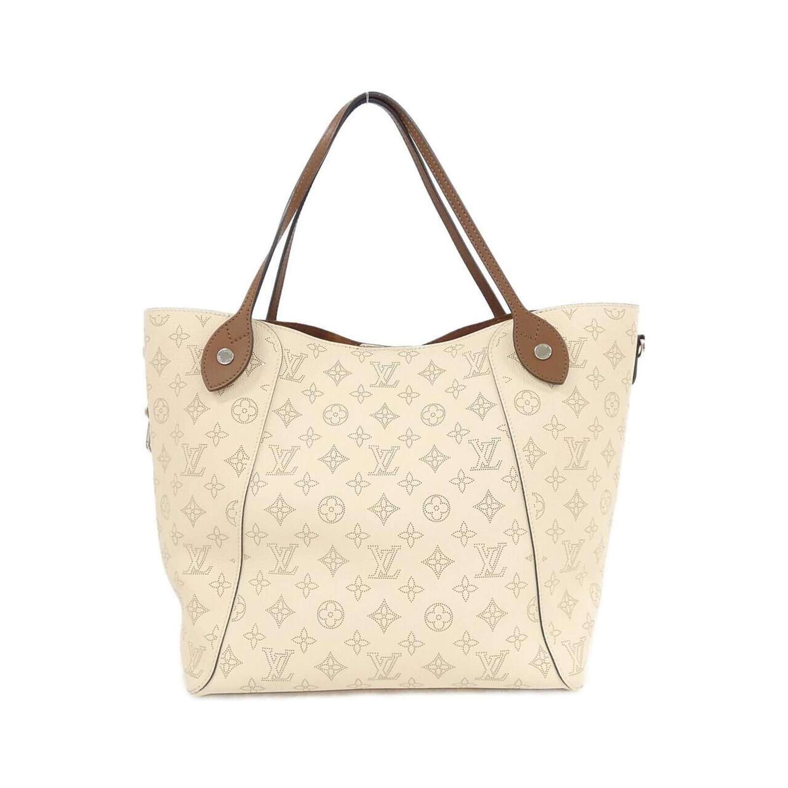 Handbag Pouch Leather Louis Vuitton: Handbag Pouch Leather Louis Vuitton Beige leather Louis Vuitton handbag pouch with silver hardware, measuring 29cm x 43cm x 17cm. Made from high-quality calf leather, this stylish pouch features a