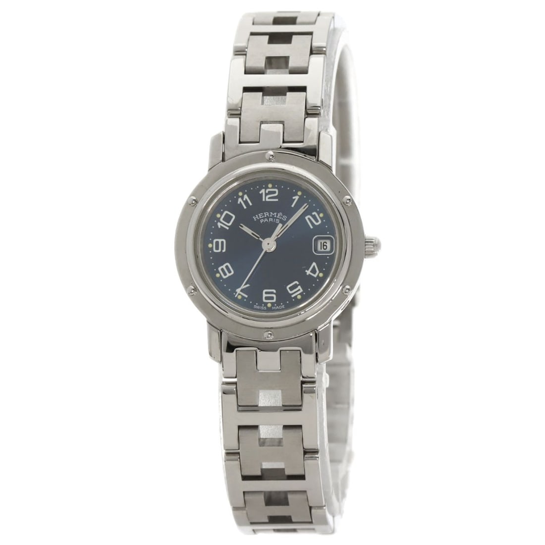 Hermes Clipper Watches Cl4.210 Stainless Steel/ Stainless Steel: Hermes Clipper Watches Cl4.210 Stainless Steel/ Stainless Steel Silver stainless steel case, 24mm in size, with a blue dial and silver bezel, this Hermes Clipper Watches features an analog display