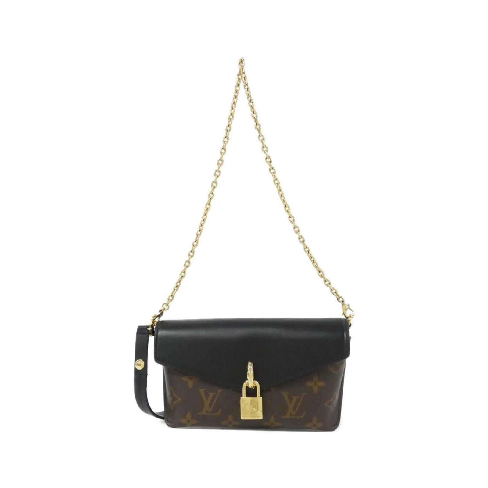 Coated Canvas Leather Louis Vuitton Shoulder Bag: Coated Canvas Leather Louis Vuitton Shoulder Bag Coated canvas and leather make up this Louis Vuitton shoulder bag, available in black and brown. The bag features a calfskin leather trim and comes