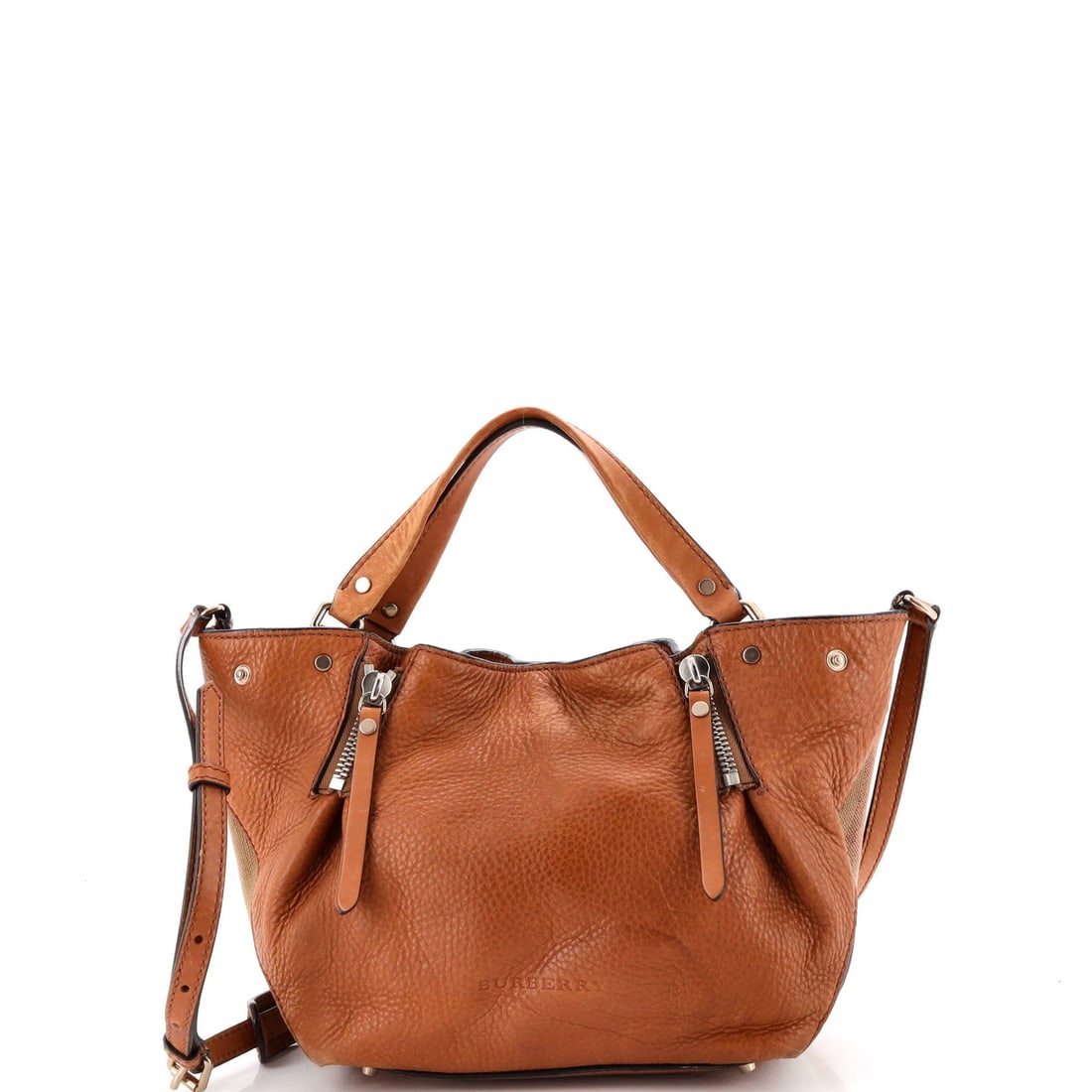 Maidstone Tote Leather and House Check Canvas Burberry Medium: Maidstone Tote Leather and House Check Canvas Burberry Medium The Burberry Maidstone Tote features a classic medium size with a brown leather exterior and brown fabric interior. Notable for its