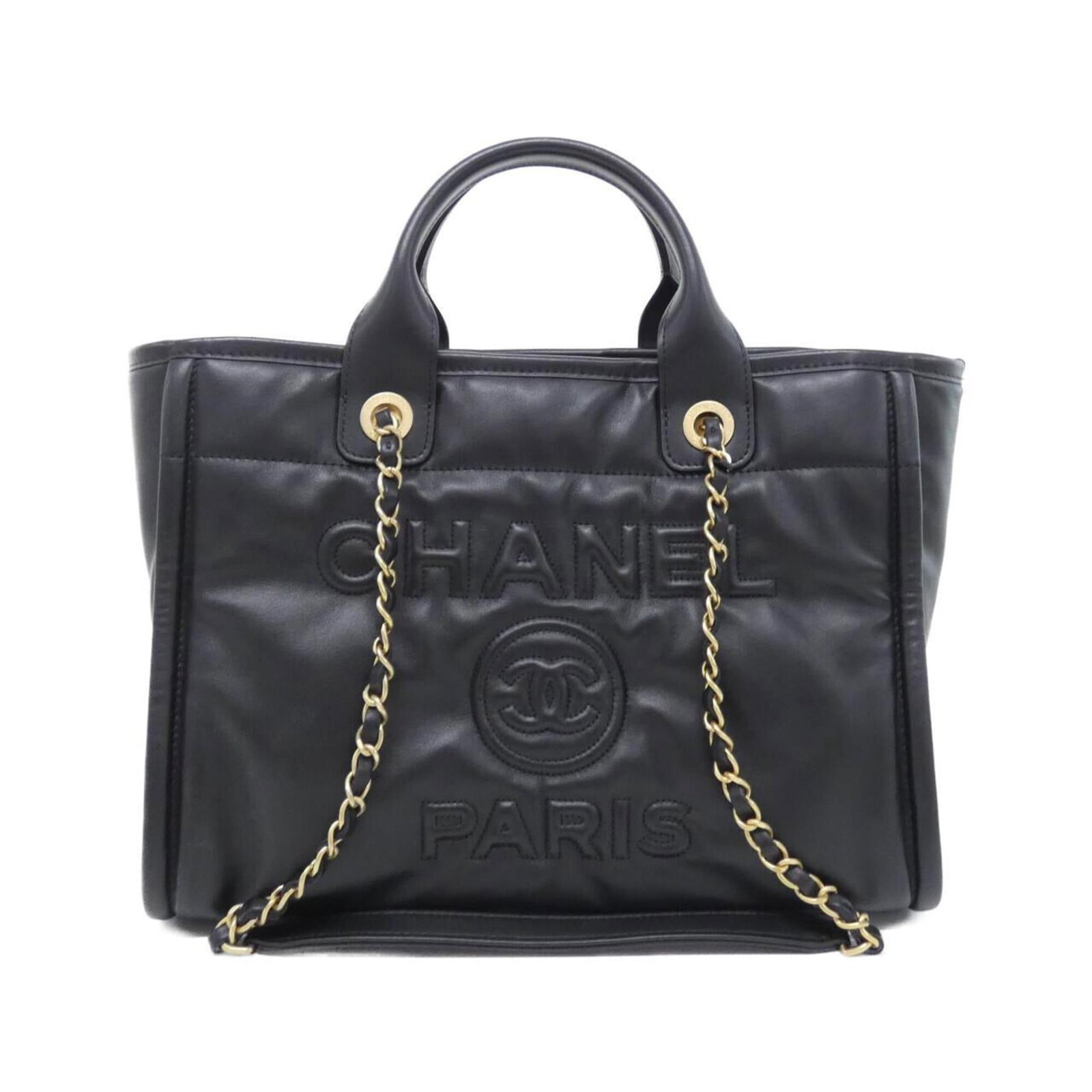 Chanel Leather Pouch Handbag: Chanel Leather Pouch Handbag Calfskin leather construction provides a luxurious feel, while matte gold hardware adds a touch of understated elegance to this sleek black Chanel leather pouch handbag.
