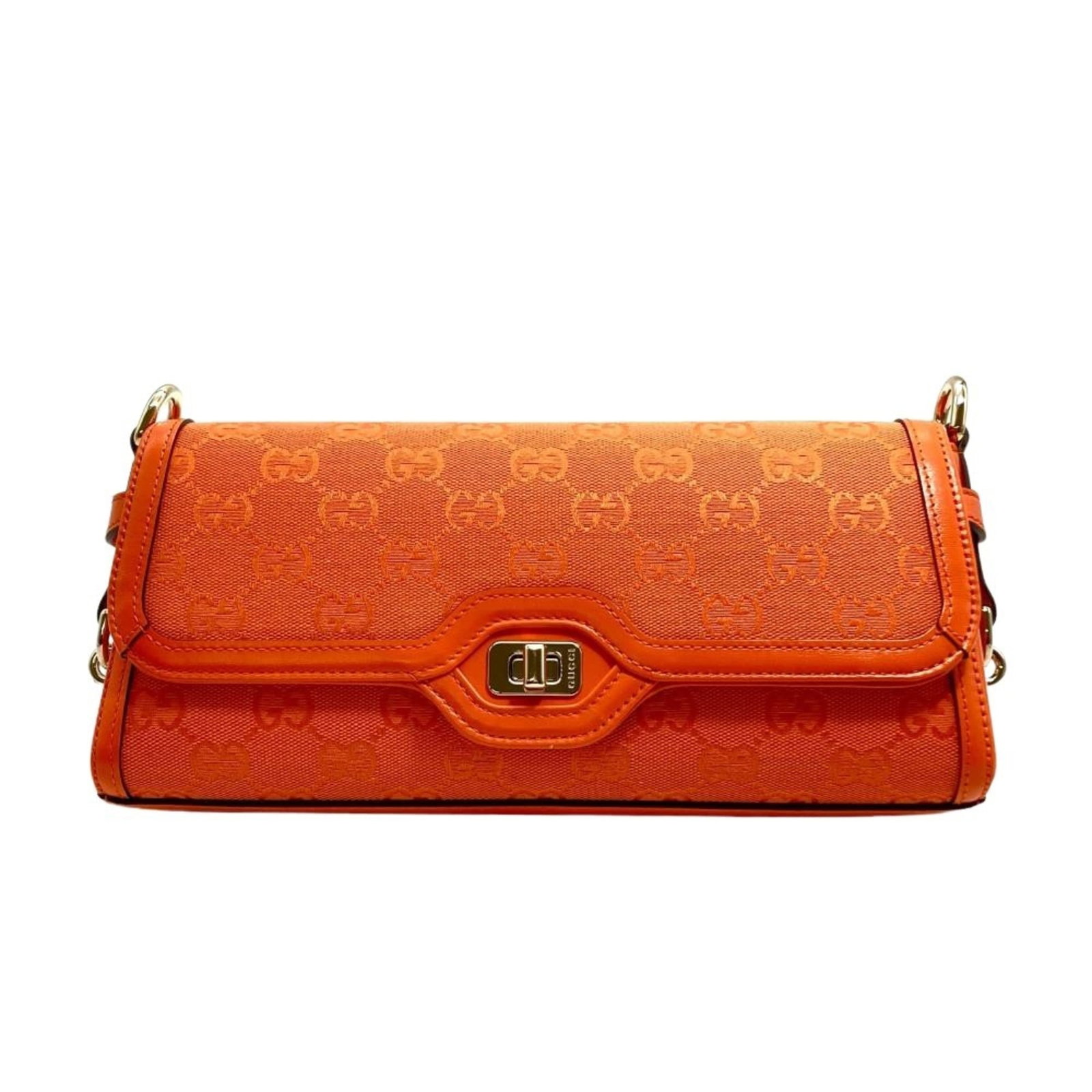 Shoulder Bag Gg Canvas: Shoulder Bag Gg Canvas This vibrant orange Gucci GG Canvas shoulder bag features a striking design and bold color. Made from high-quality GG canvas material, it boasts a classic shape and stylish