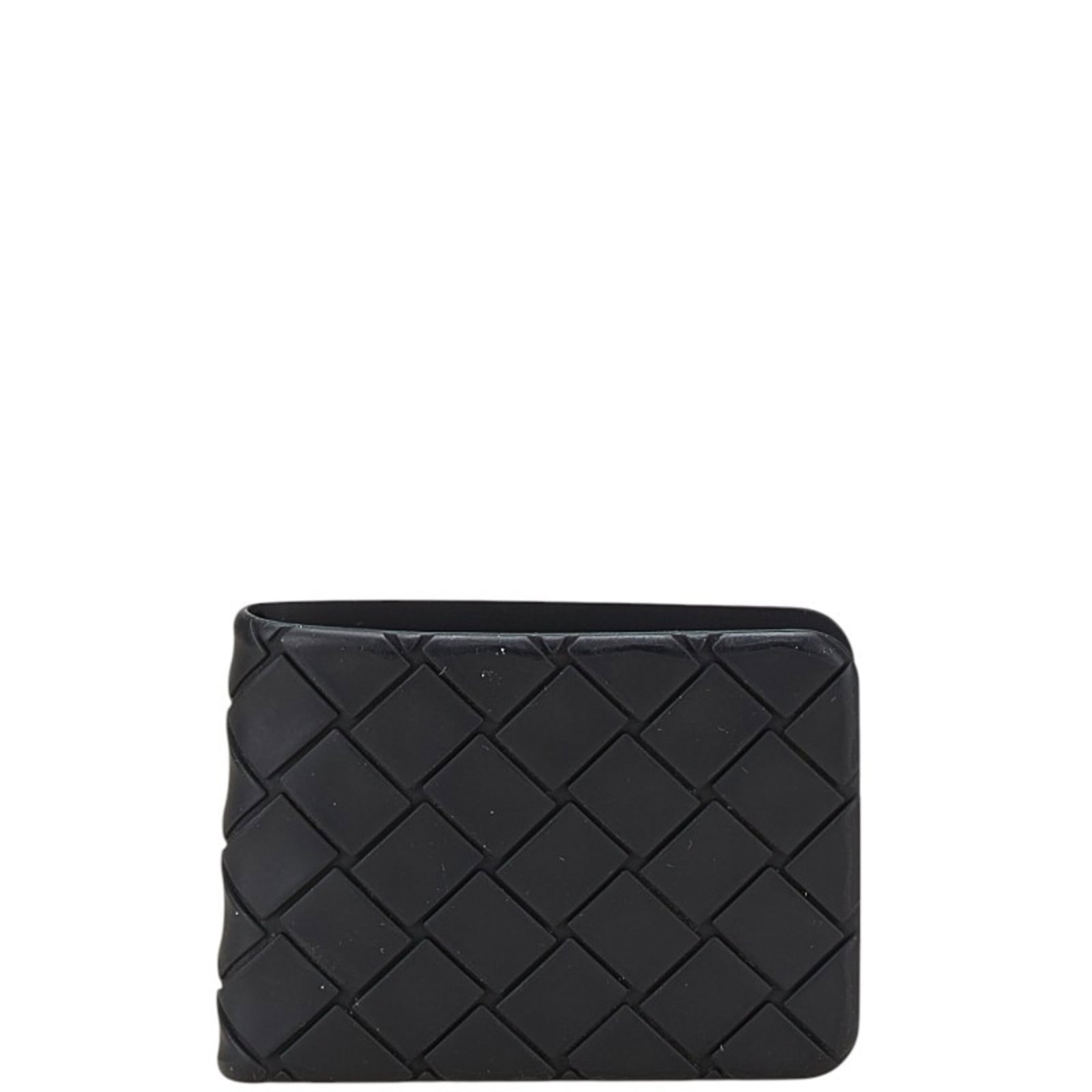 Bottega Veneta Bill Wallet (Bi-Fold) Rubber: Bottega Veneta Bill Wallet (Bi-Fold) Rubber Black rubber bi-fold bill wallet from Bottega Veneta, measuring 8.5cm x 11.5cm x 2cm. This rubber wallet features a sleek design and a compact size, making