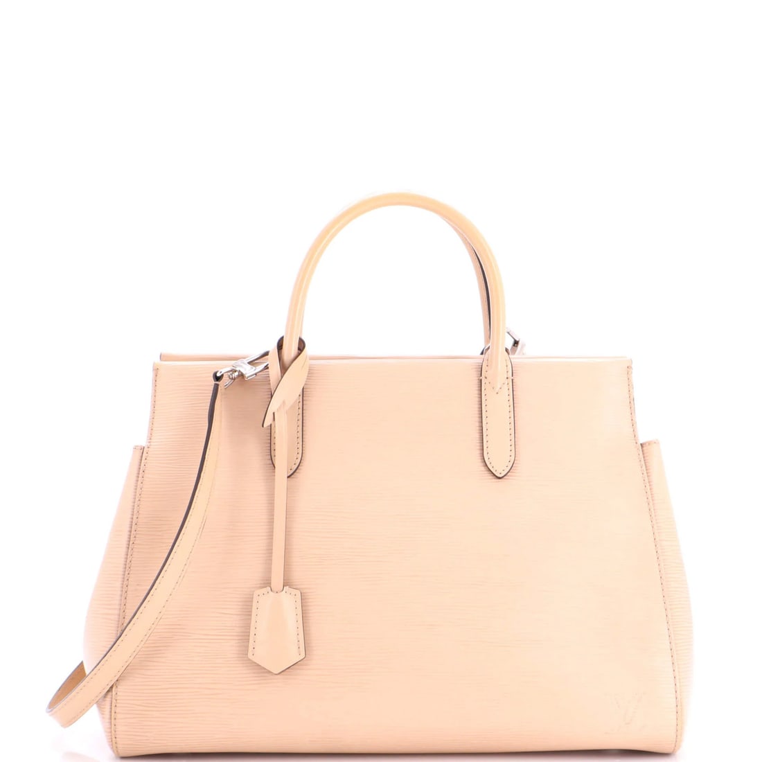 Handbag MM Leather Epi Louis Vuitton Marly: Handbag MM Leather Epi Louis Vuitton Marly This Louis Vuitton MM Leather Epi Marly handbag features a neutral exterior color and a classic satchel style. Measuring 10" in height and 13" in width, it c