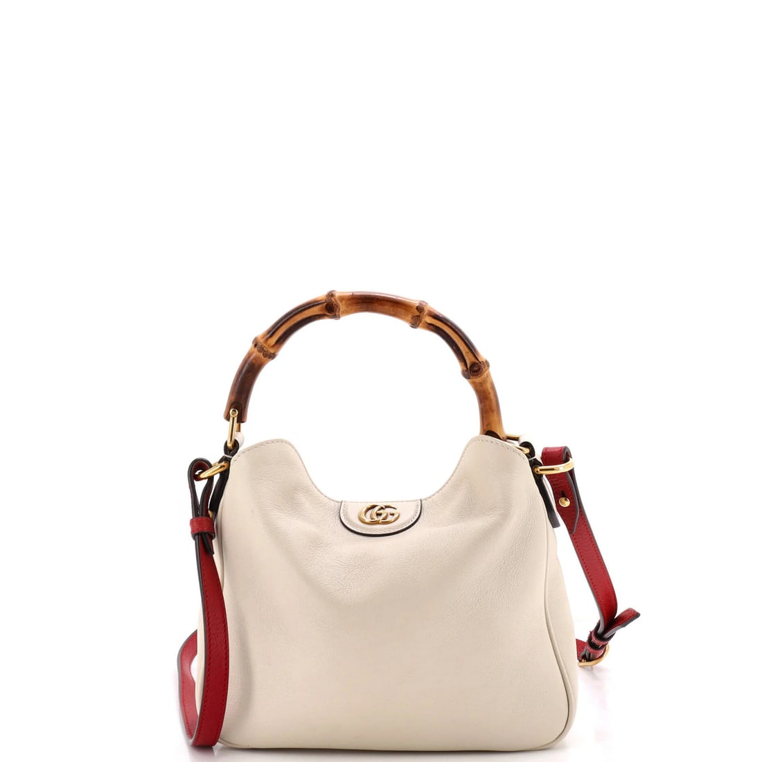 Small Leather Bag Bamboo Diana NM Gucci: Small Leather Bag Bamboo Diana NM Gucci Small Leather Bag with Bamboo Accents from Gucci's Diana NM Collection. This neutral-colored tote features a classic design with a small size and gold hardware,