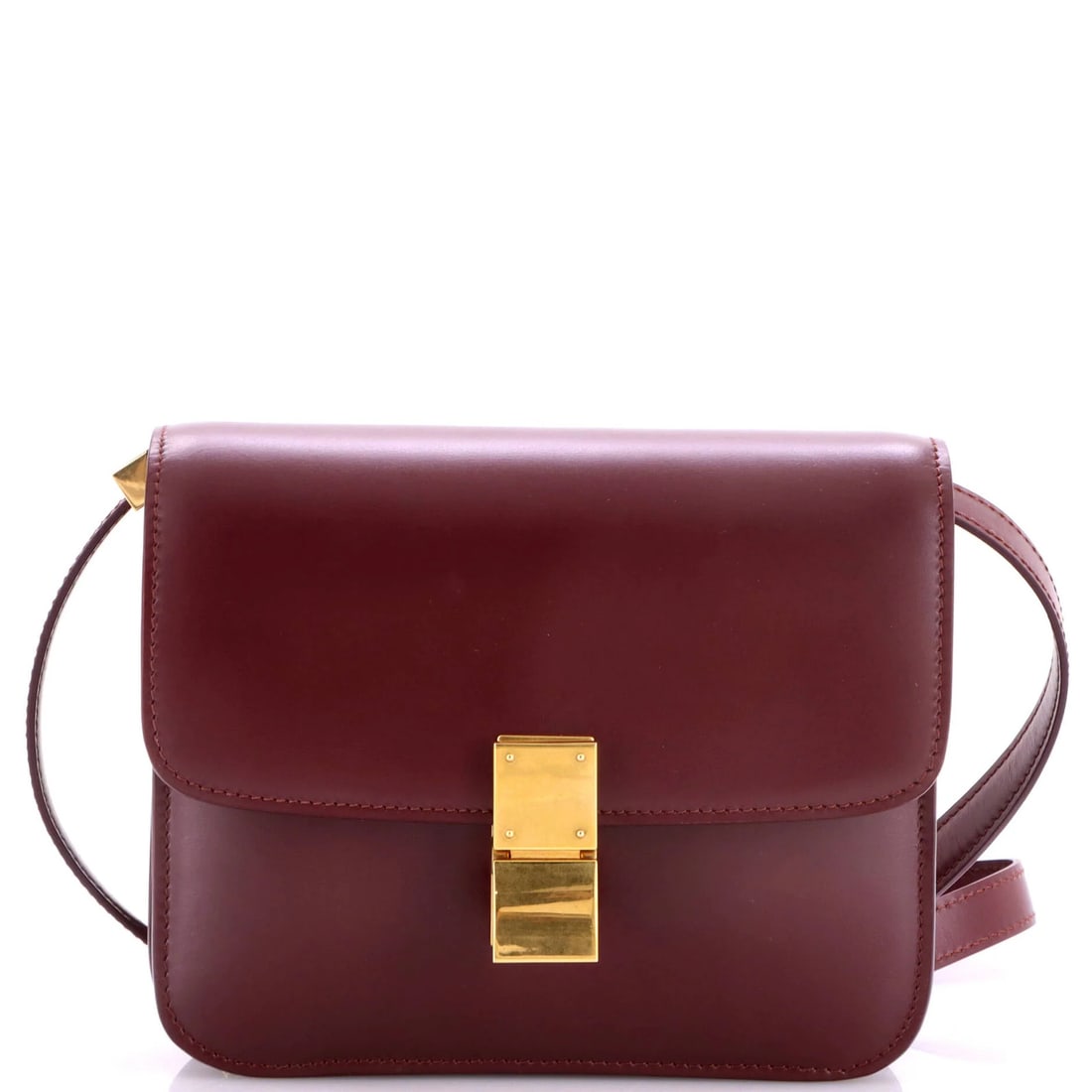Celine Smooth Leather Classic Box Bag Teen: Celine Smooth Leather Classic Box Bag Teen Burgundy Celine Smooth Leather Classic Box Bag Teen for sale. This great condition bag features smooth leather exterior in burgundy, gold hardware, and a