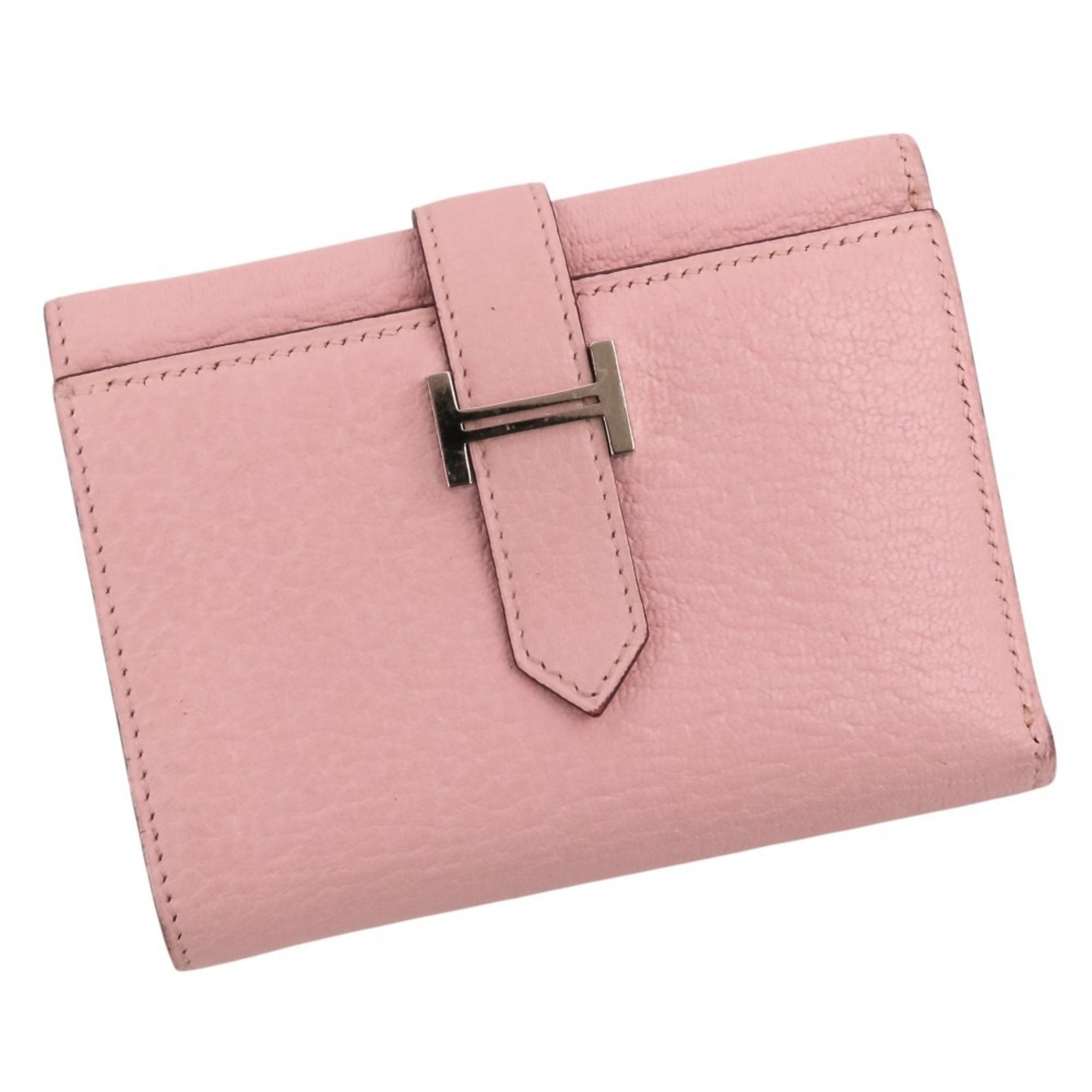 Chevre Leather Tri-Fold Wallet Hermes: Chevre Leather Tri-Fold Wallet Hermes Chevre leather tri-fold wallet from Hermes, available in black, pink, or rose sakura colors. This stylish wallet features a unique chevre leather material and a