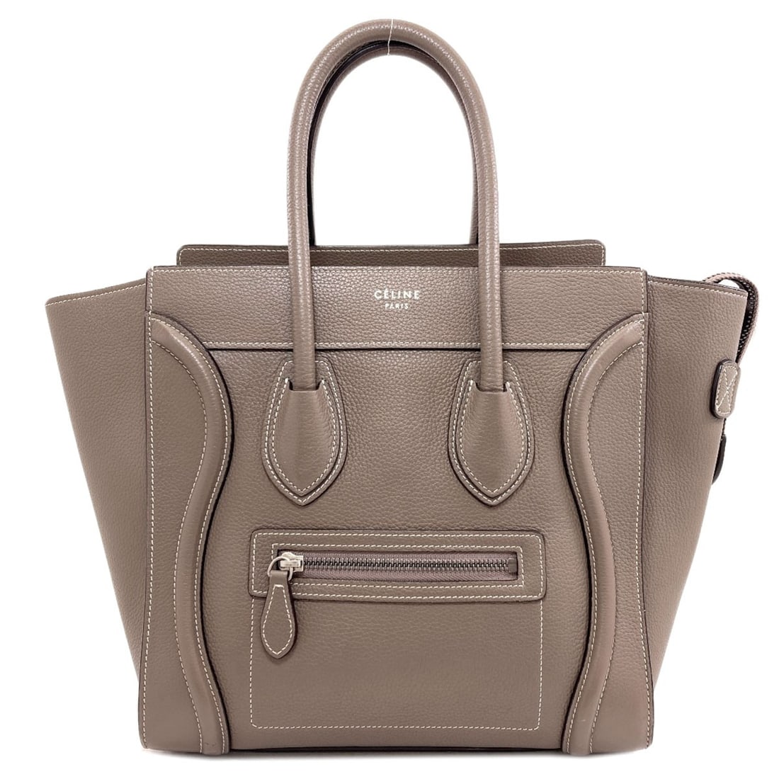 Calf Micro Luggage Tote Bag Celine: Calf Micro Luggage Tote Bag Celine Calf Micro Luggage Tote Bag Celine is made from Calf exterior material, a notable feature of this bag. The bag's exterior color is Brown, a classic and timeless